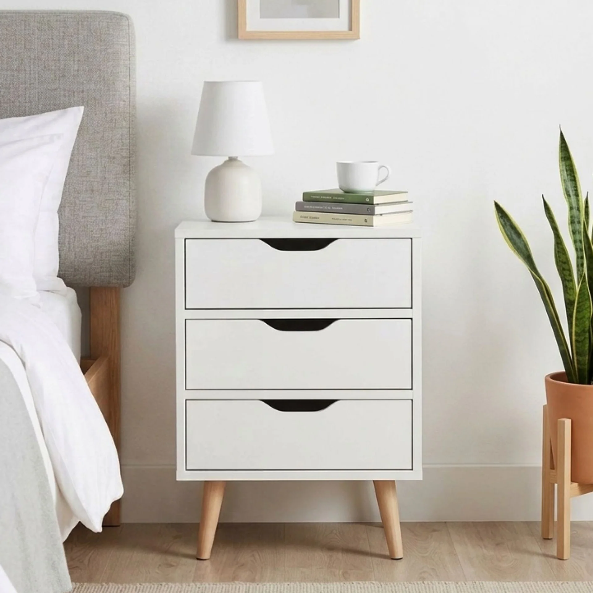 Drew Bedside Table - Maple + White - Image 3