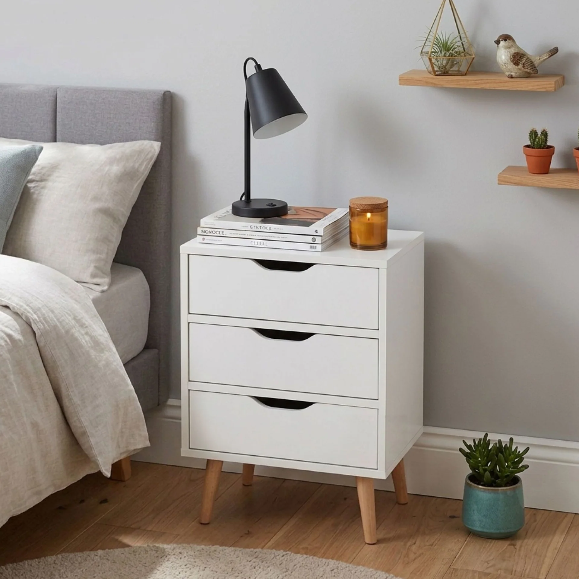 Drew Bedside Table - Maple + White - Image 4