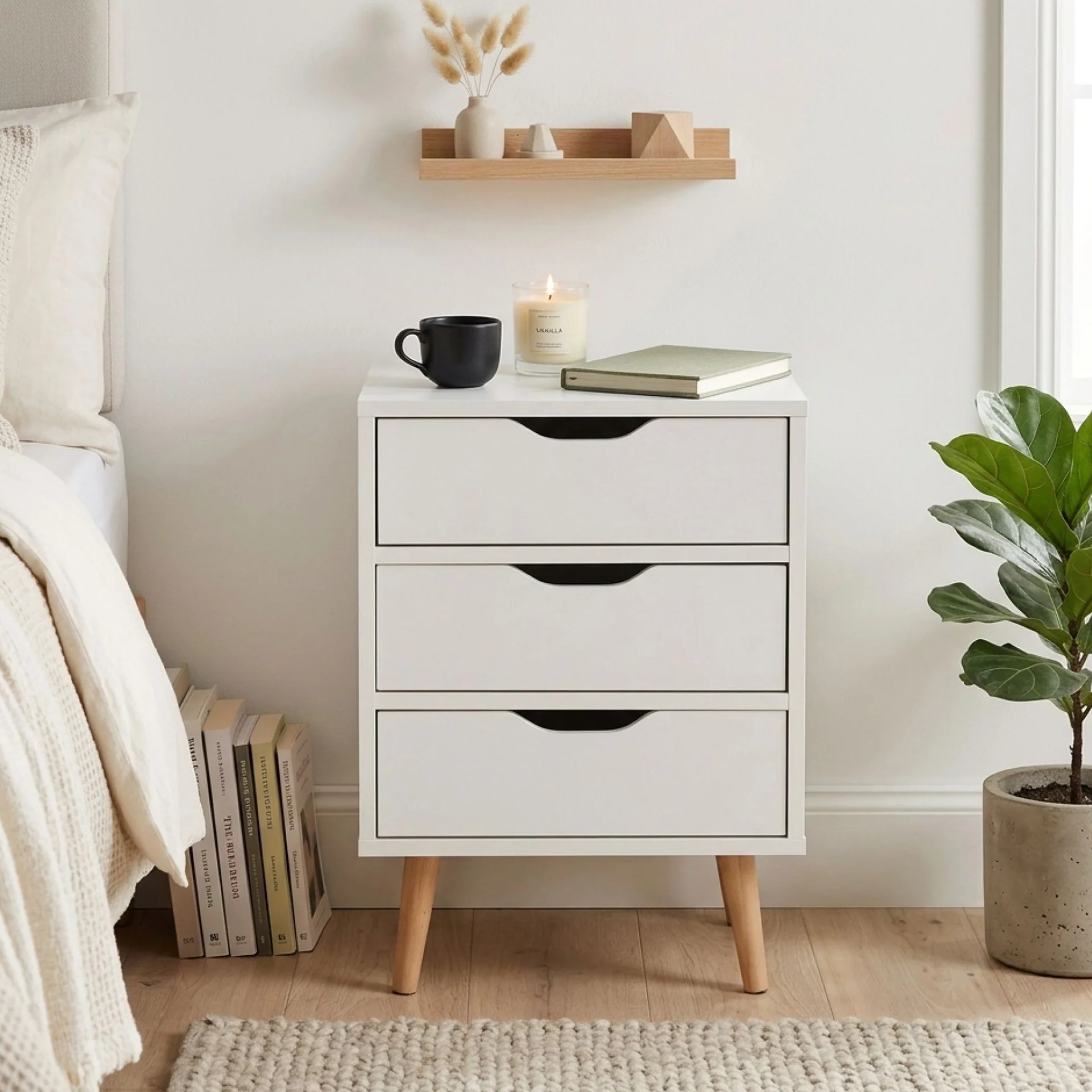 Drew Bedside Table - Maple + White - Image 5
