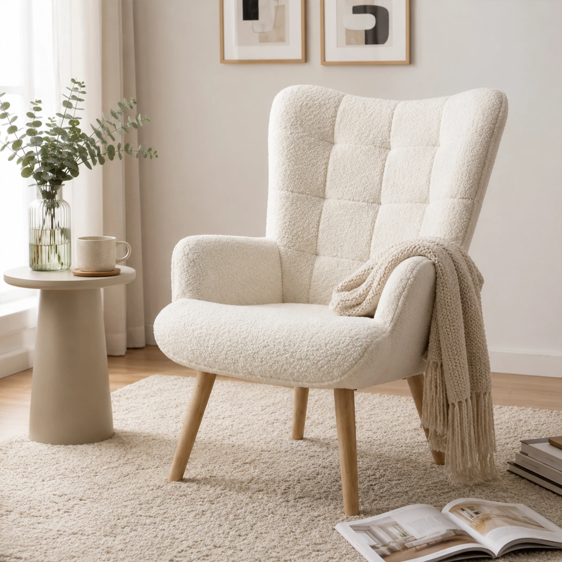 Airi Boucle Armchair - White - Image 3