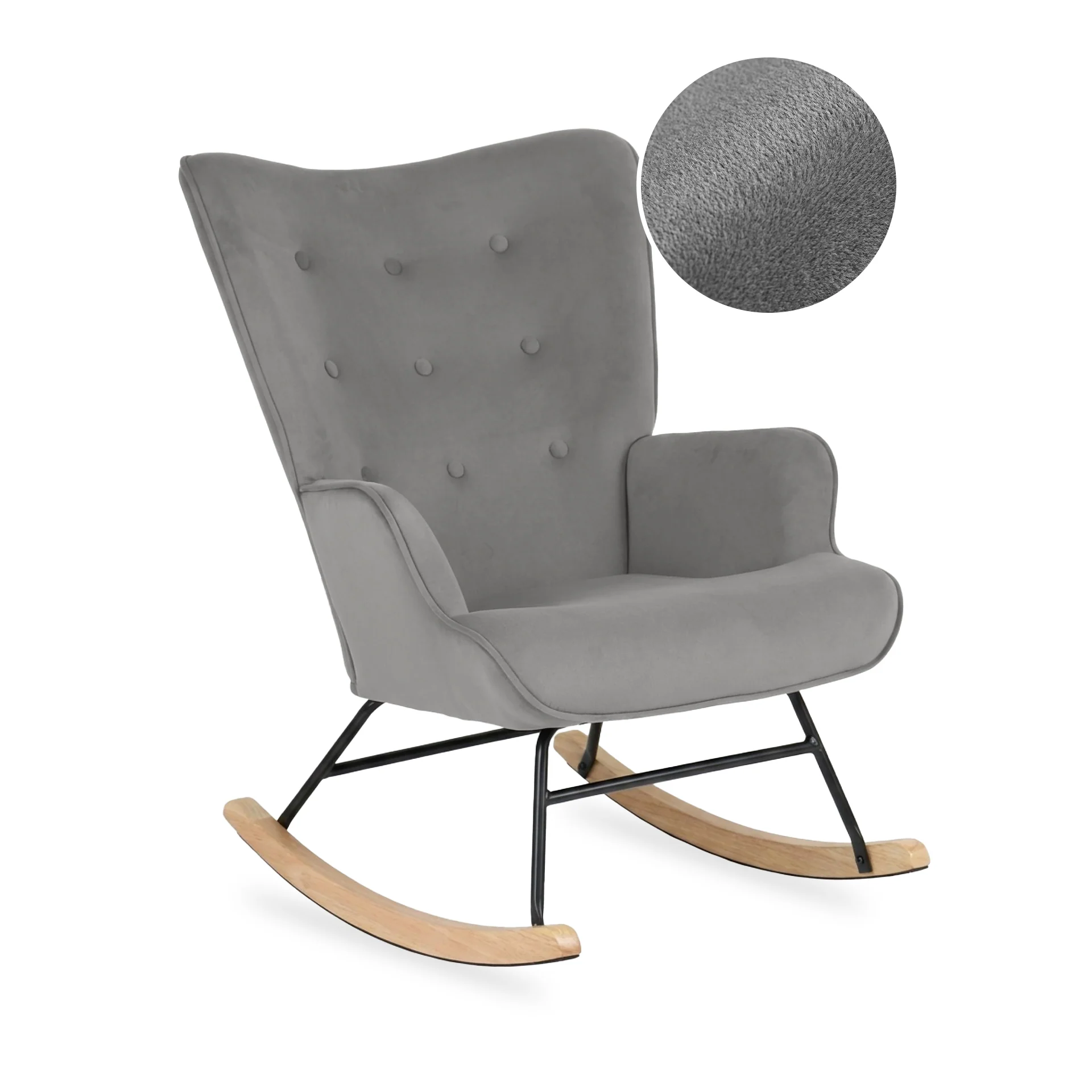 Kiva Velvet Rocking Armchair - Dark Grey - Image 9