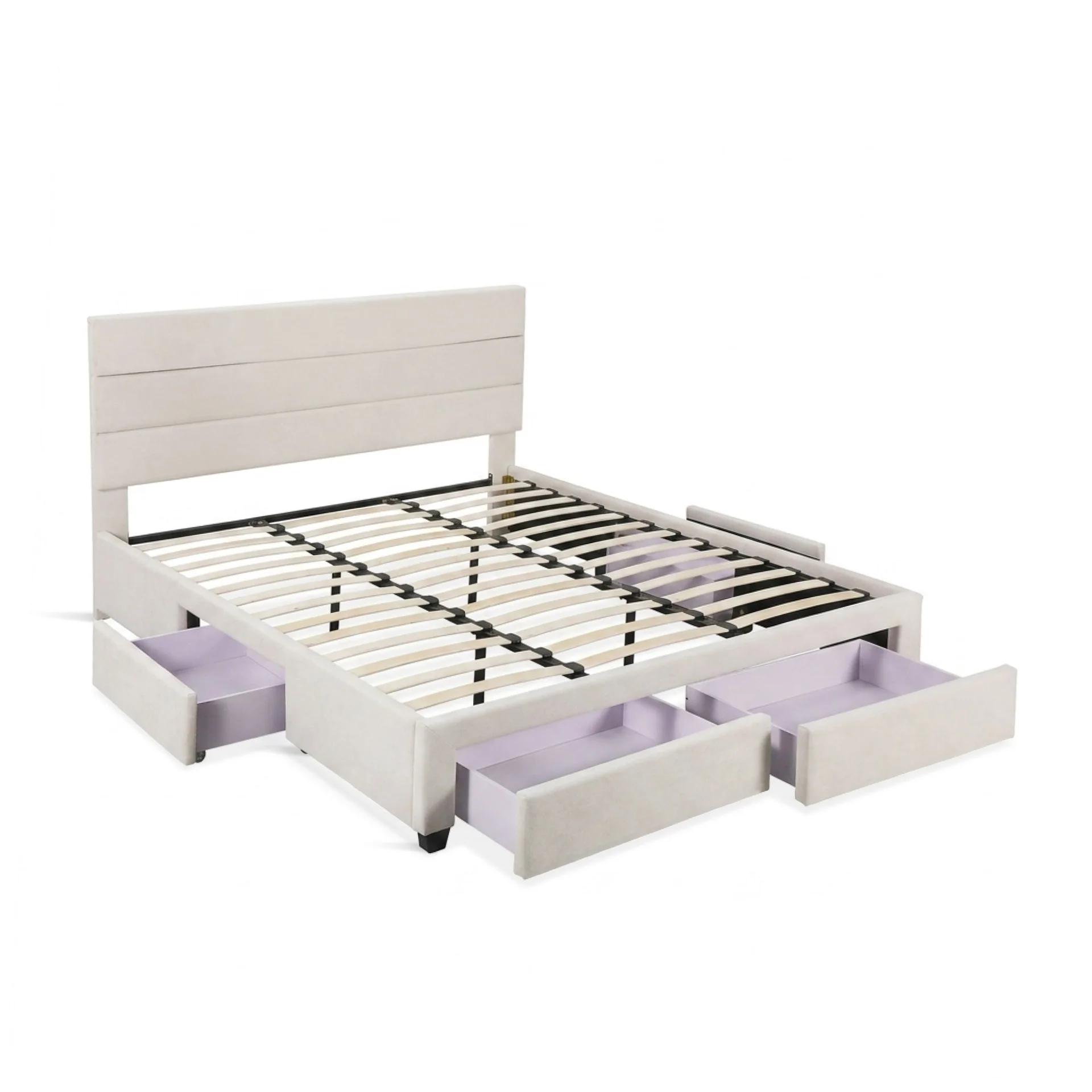 Arbor Super King Bed Frame with 4 Drawers - Beige - Image 11