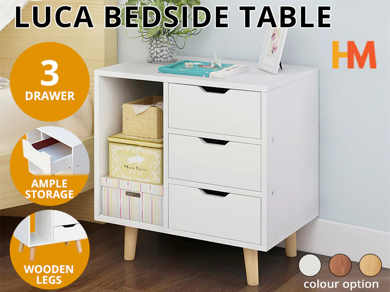 LUCA Bedside Table - WHITE - Image 7