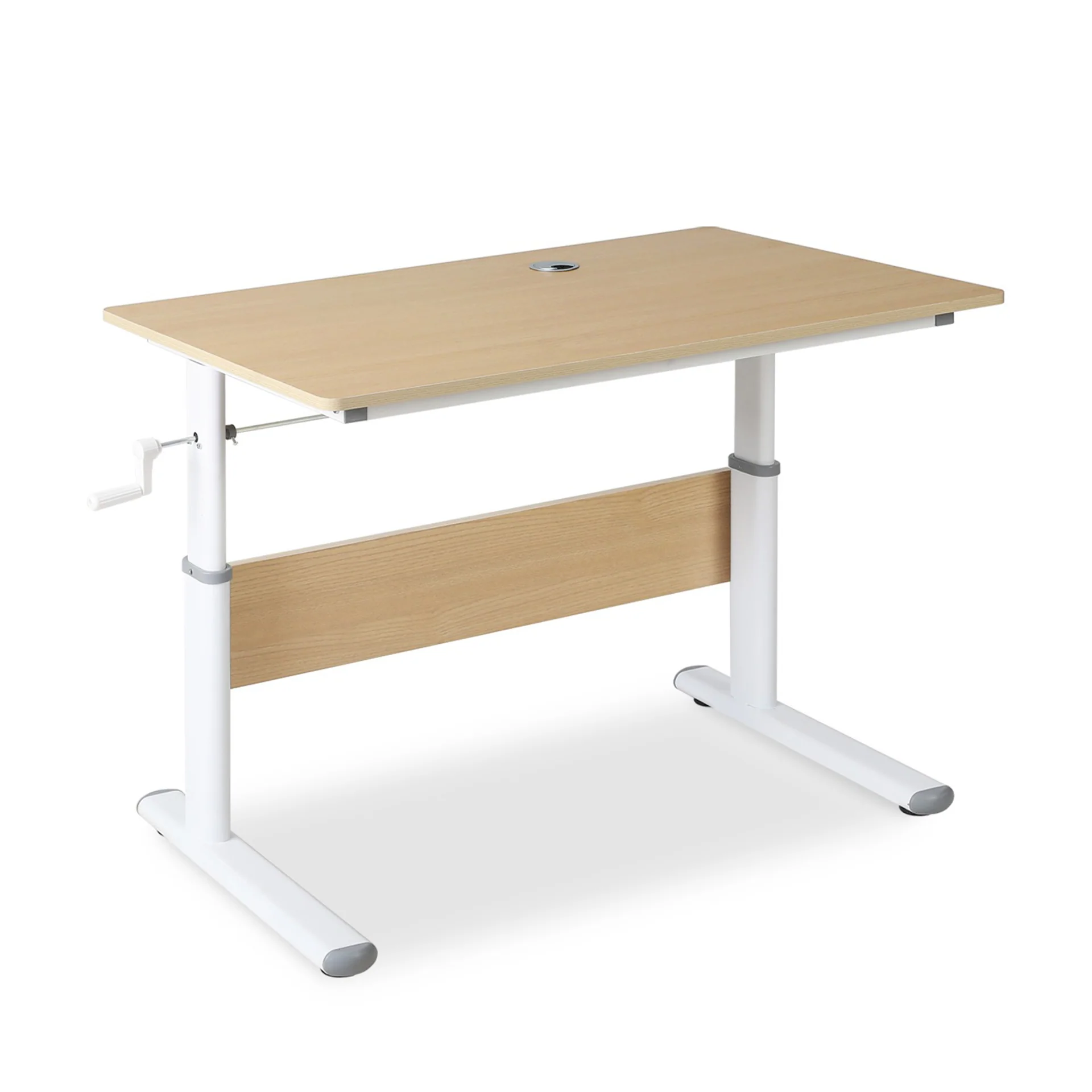 Lucas 100cm Manual Standing Desk - Maple + White - Image 5