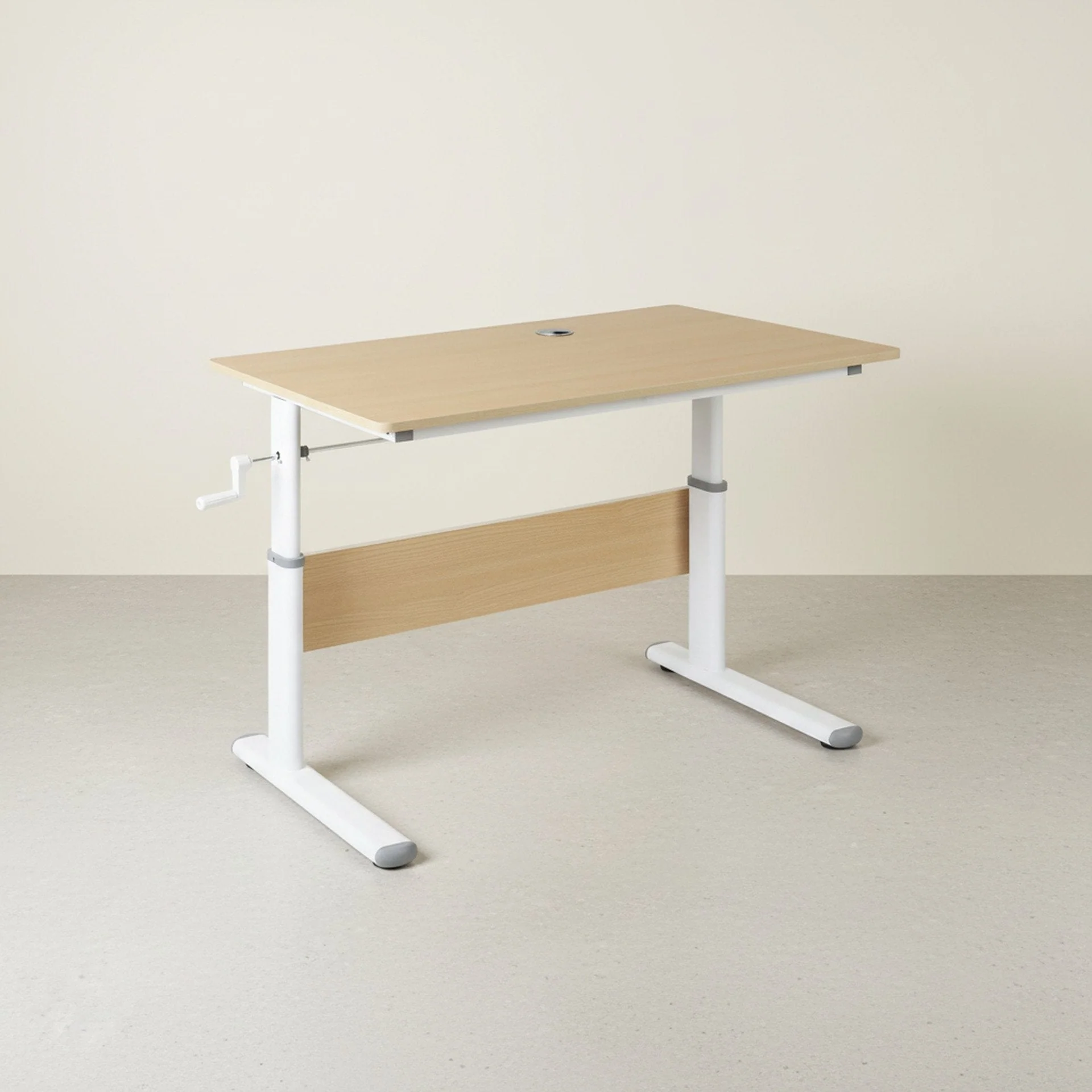 Lucas 120cm Manual Standing Desk - Maple + White - Image 3