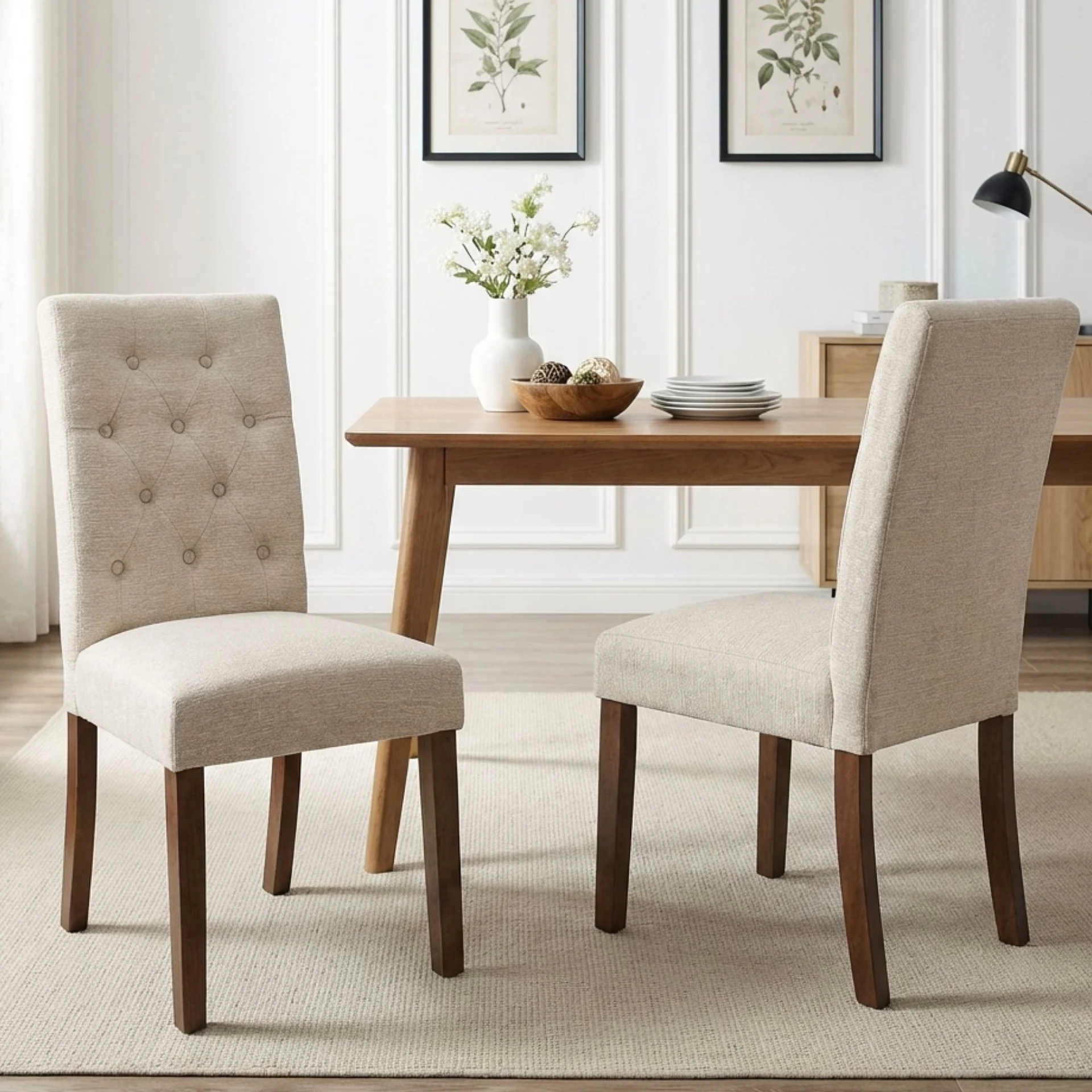Lucia Upholstered Dining Chair - Set of 2 - Beige - Image 4