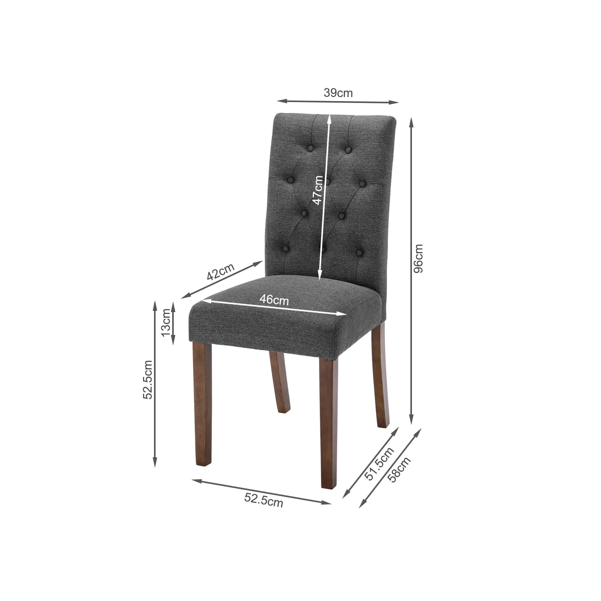 Lucia Upholstered Dining Chair - Set of 2 - Dark Grey - Image 11
