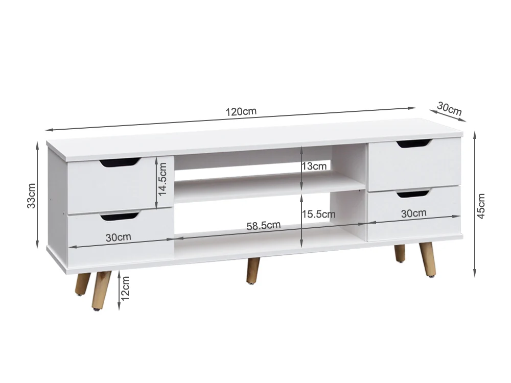 LUCILLE 1.2M Entertainment Media TV Unit - WHITE - Image 11