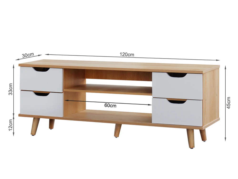 LUCILLE 1.2M Entertainment Unit 4 Drawers - OAK - Image 8