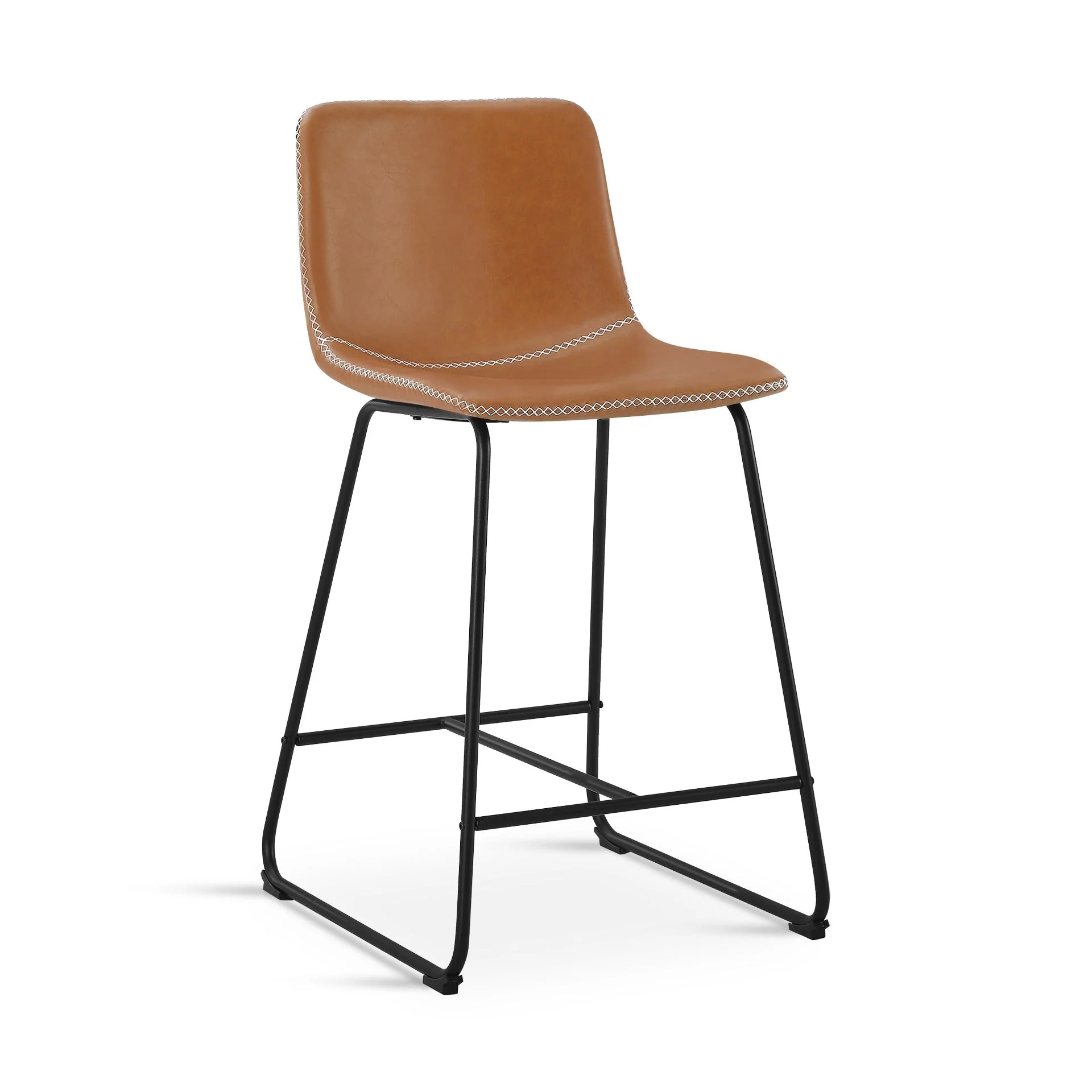 Luke PU Leather Bar Stool - Set of 2 - Orange - Image 5