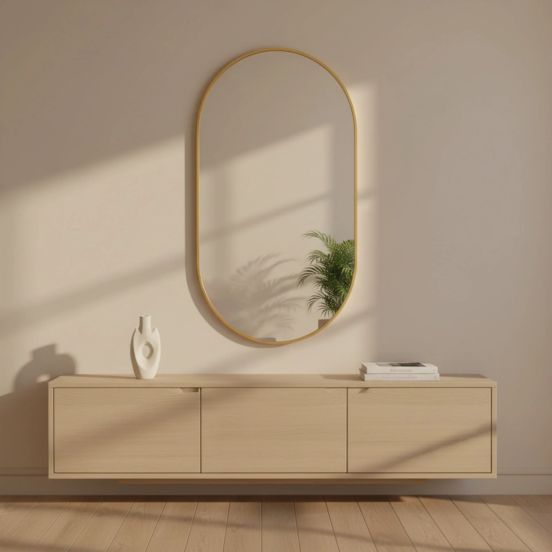 Luna Oval Metal Framed Wall Mirror - Gold - Image 2