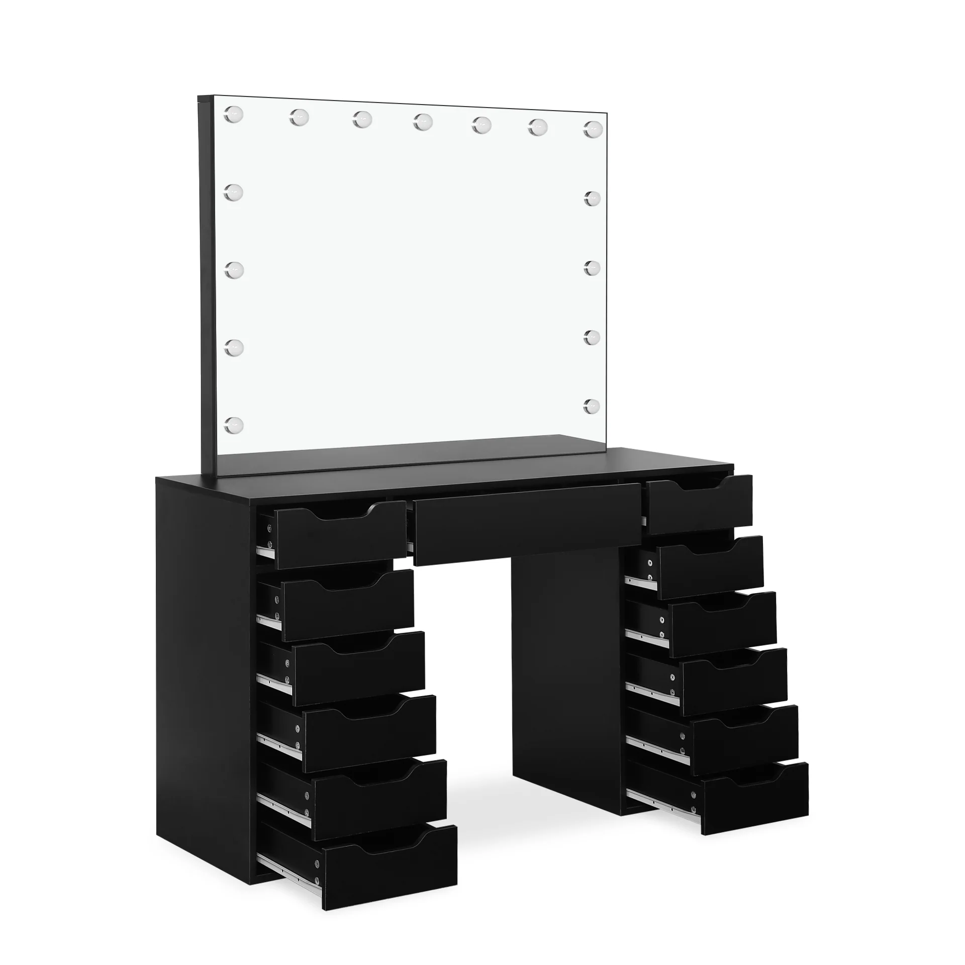 Lustra 2 Piece Dressing Table with Mirror & Stool Set - Black - Image 10