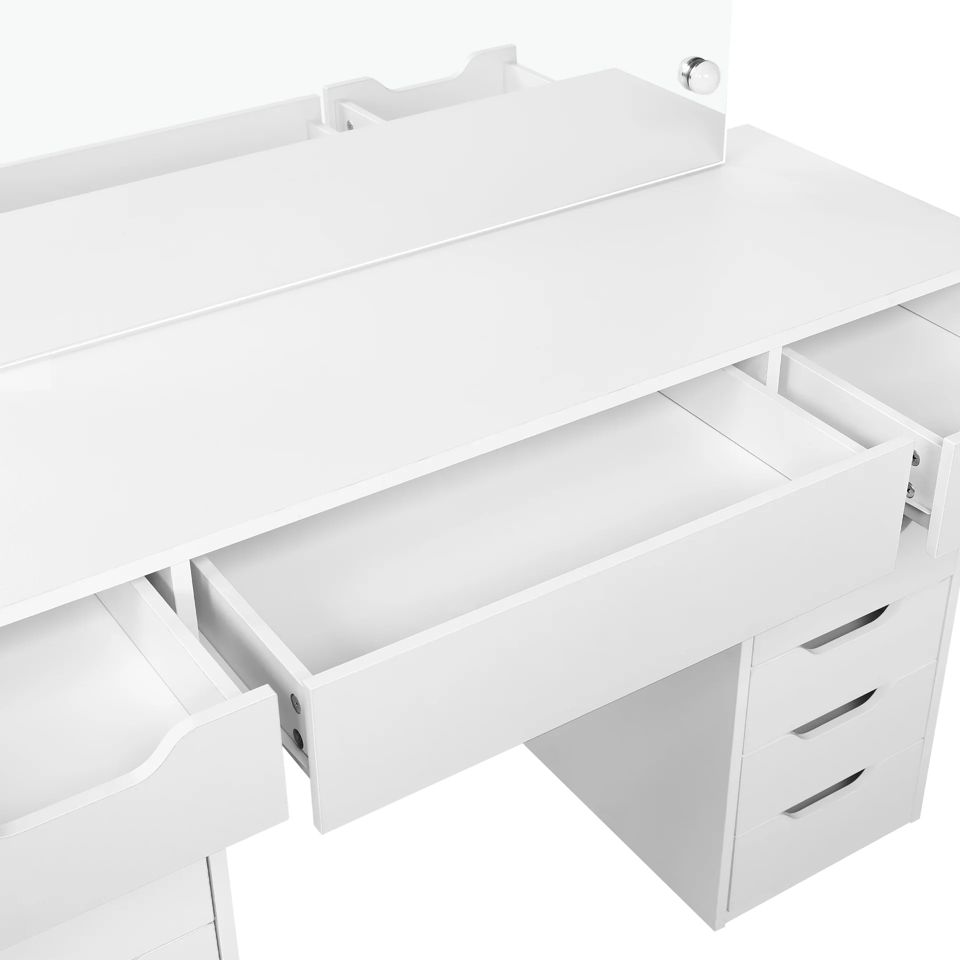 Lustra 2 Piece Dressing Table with Mirror & Stool Set - White - Image 11