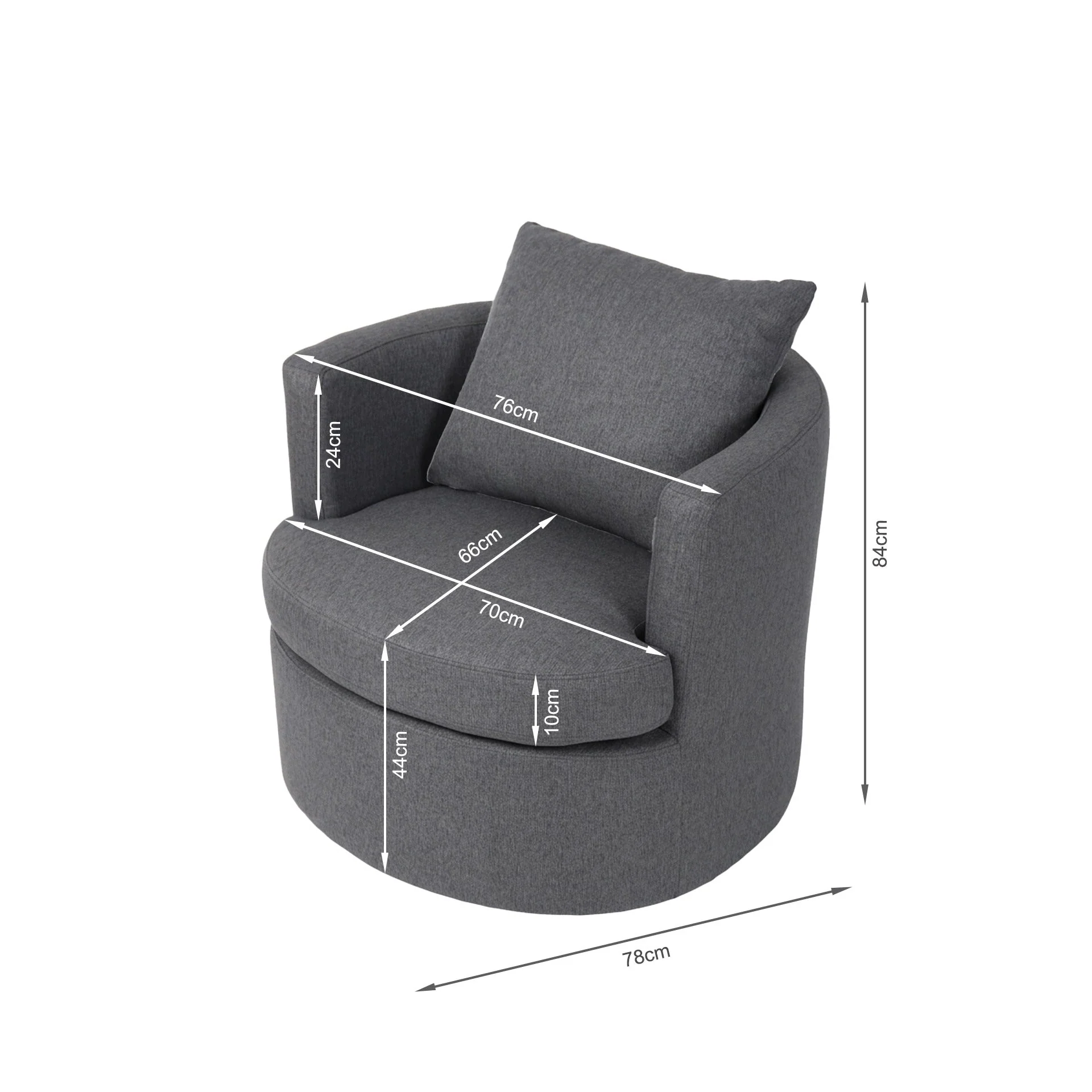 Luva Linen Swivel Armchair - Dark Grey - Image 15