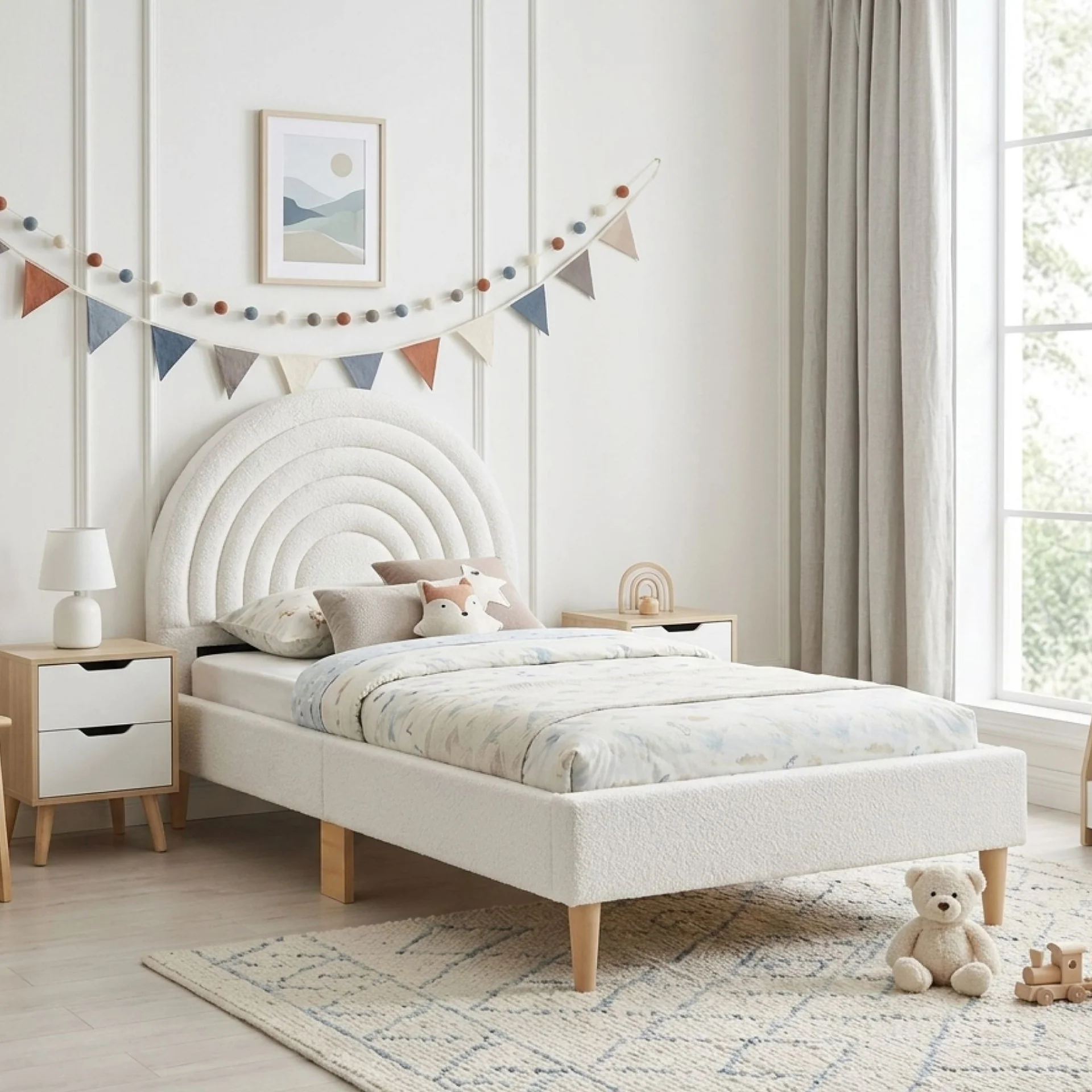 Lydia Single Bed Frame - Cream (T=0.167m³ - 25.0kg) - Image 3