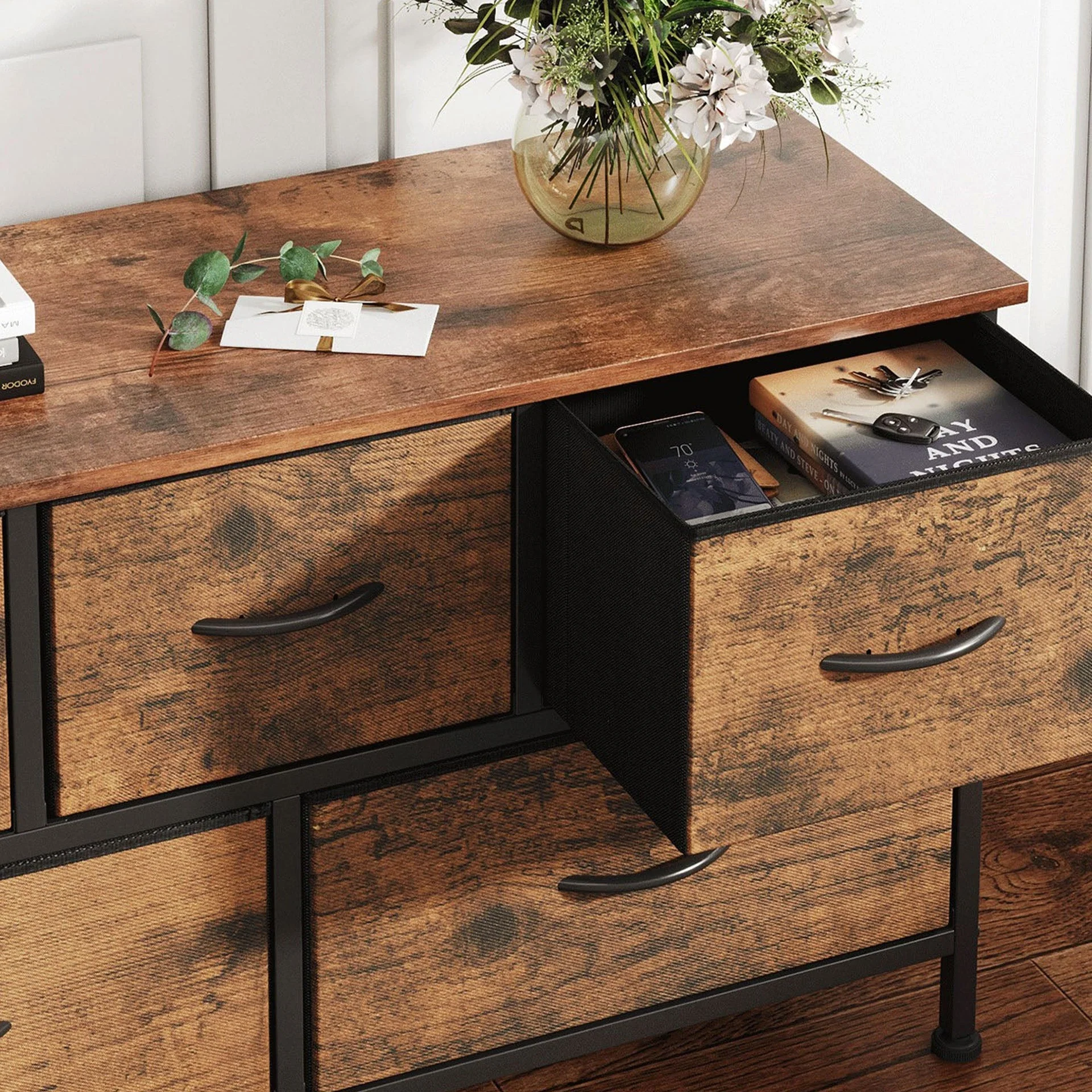 Madilyn 5 Drawers Lowboy - Rustic Brown - Image 4