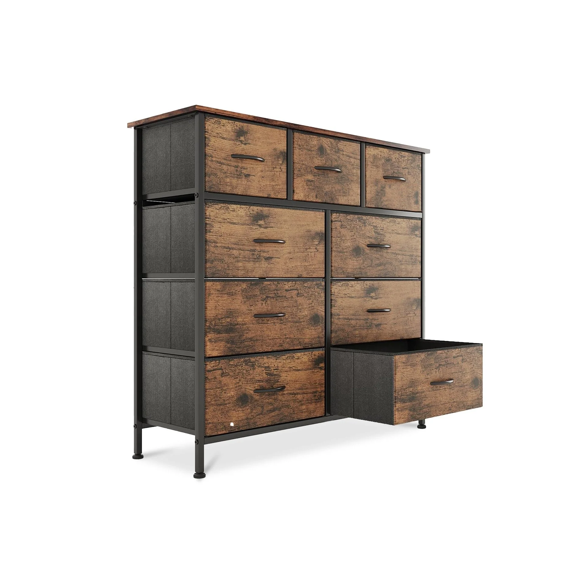 Madilyn 9 Drawer Fabric Tallboy - Rustic Brown - Image 11