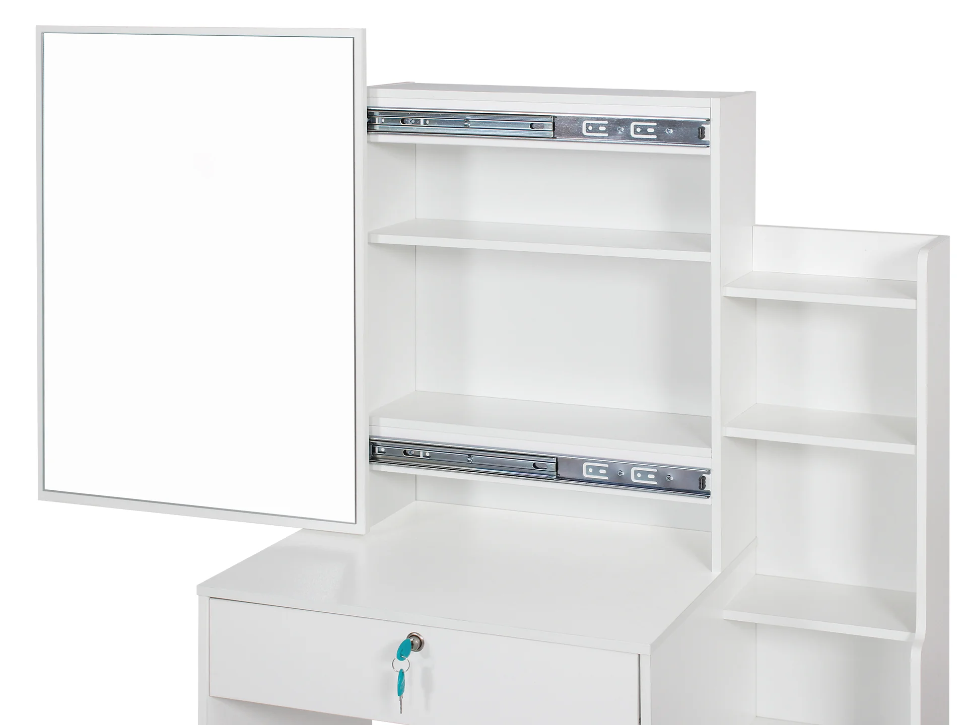 Magnolia Sliding Door Mirror Dressing Table Set 2pcs - White - Image 8