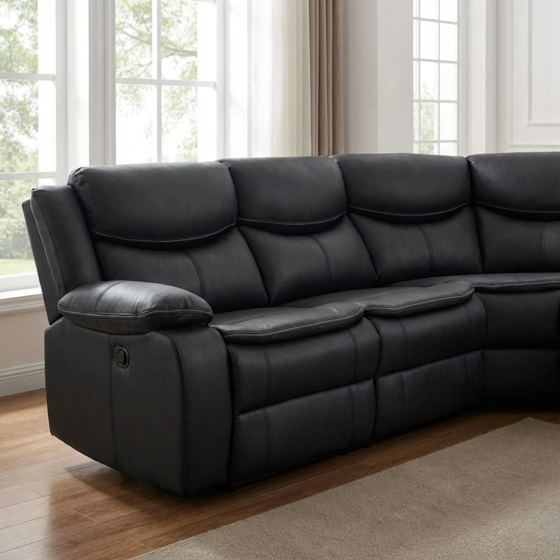 Mandan Electric Recliner Corner Sofa - Black - Image 13