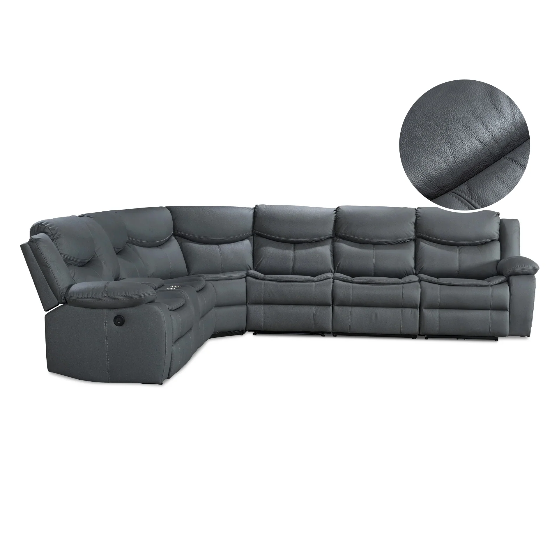 Mandan Electric Recliner Corner Sofa - Grey - Image 10