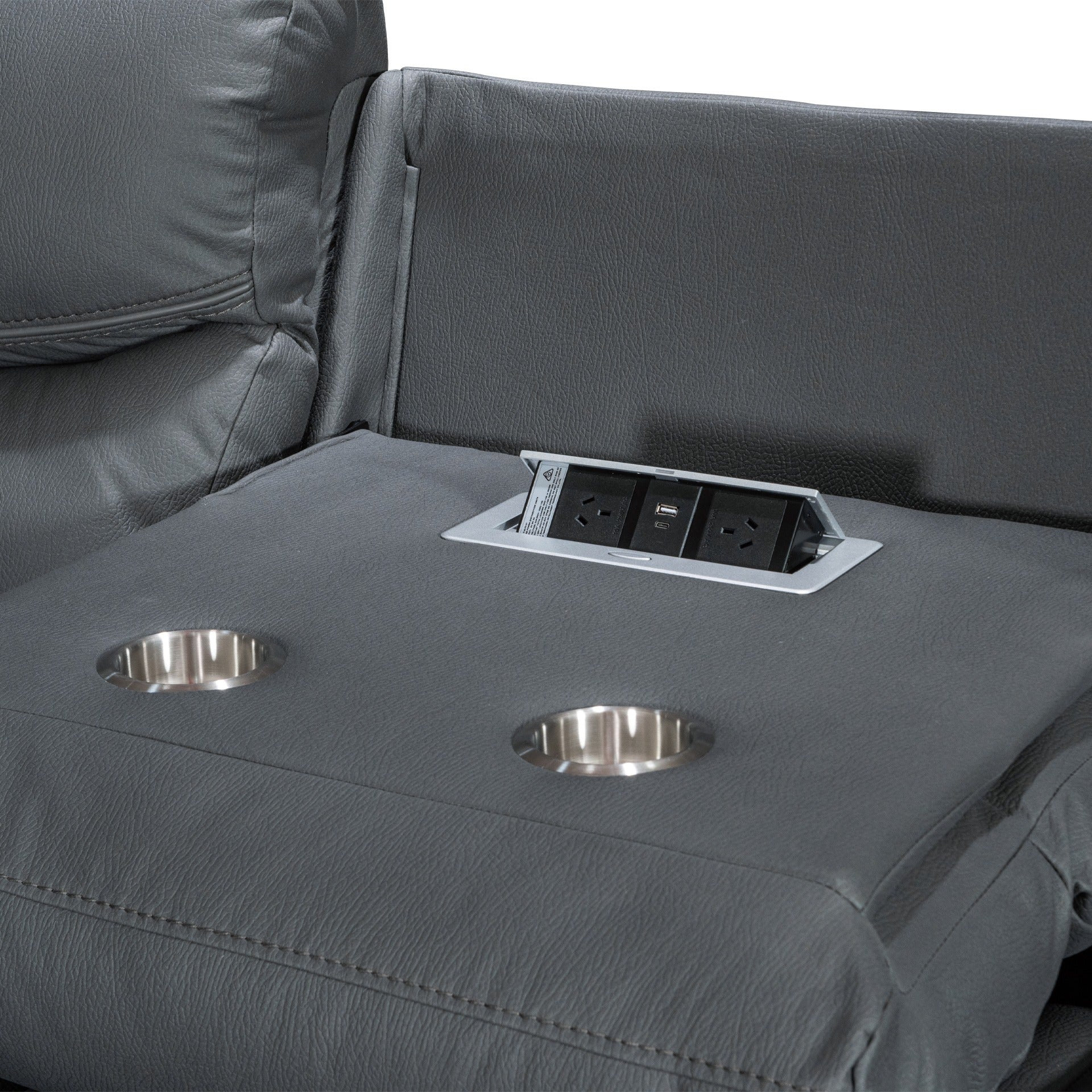Mandan Electric Recliner Corner Sofa - Grey - Image 16