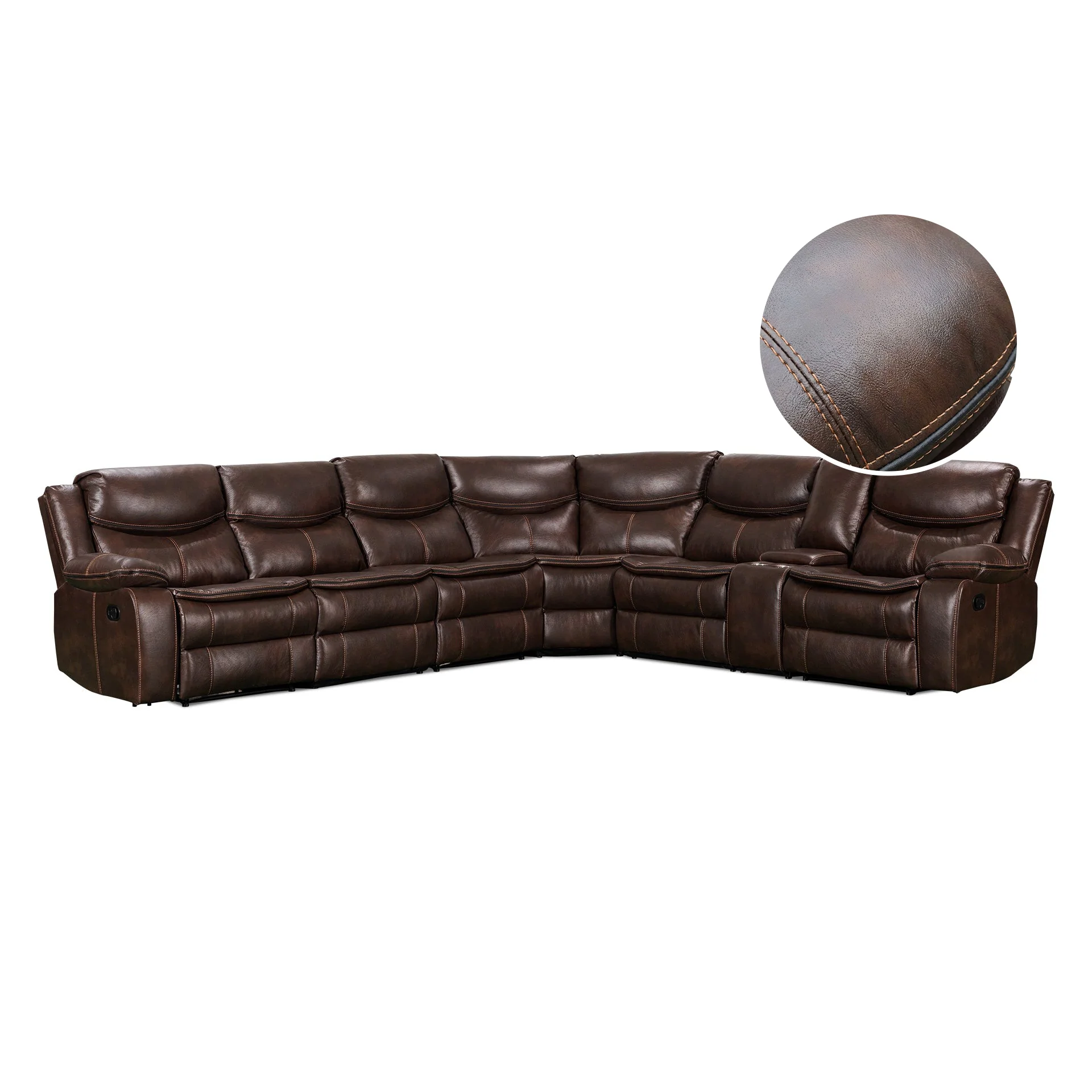 Mandan Manual Recliner Corner Sofa - Brown - Image 7