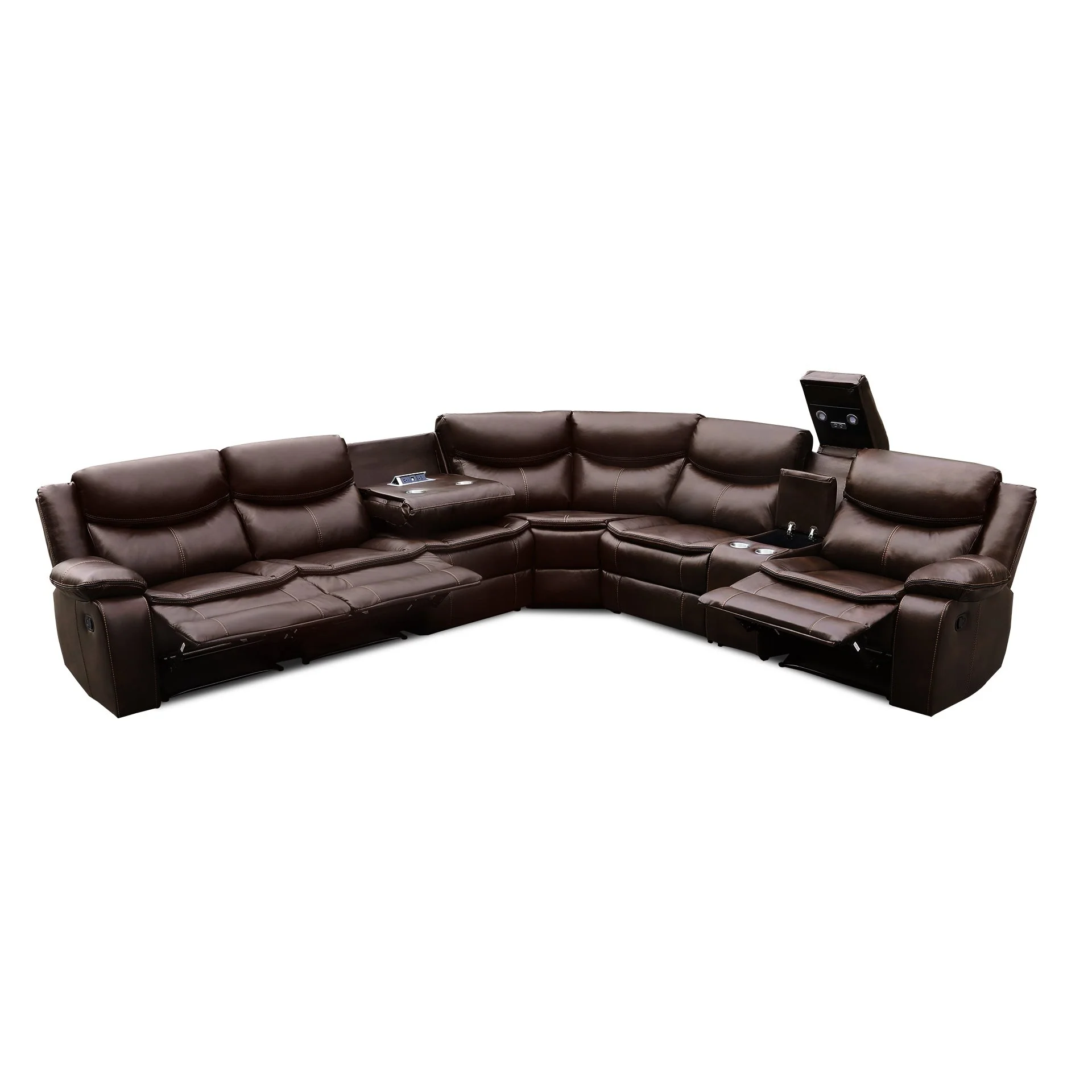 Mandan Manual Recliner Corner Sofa - Brown - Image 9