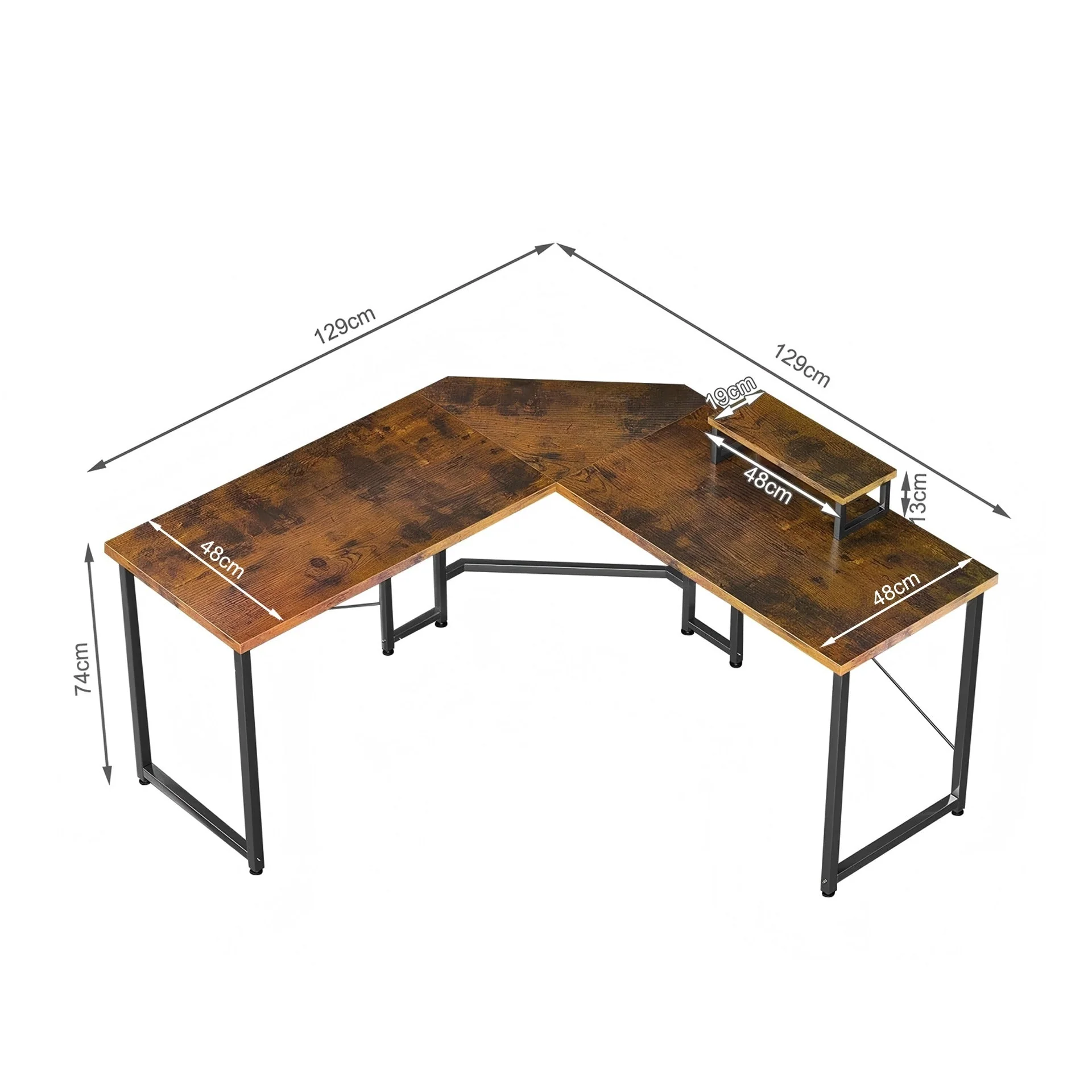 Marcus Gaming Corner Desk - Rustic Brown - Image 8