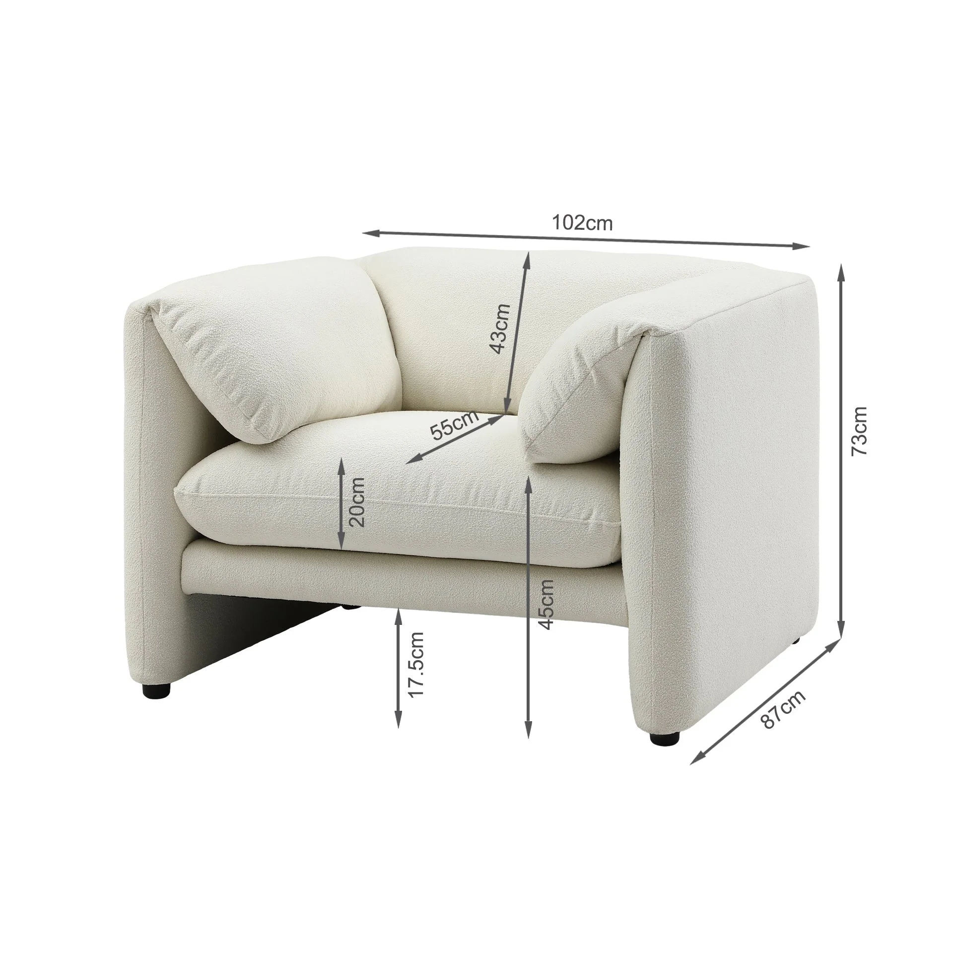 Marion Boucle Occasional Chair - Cream - Image 15