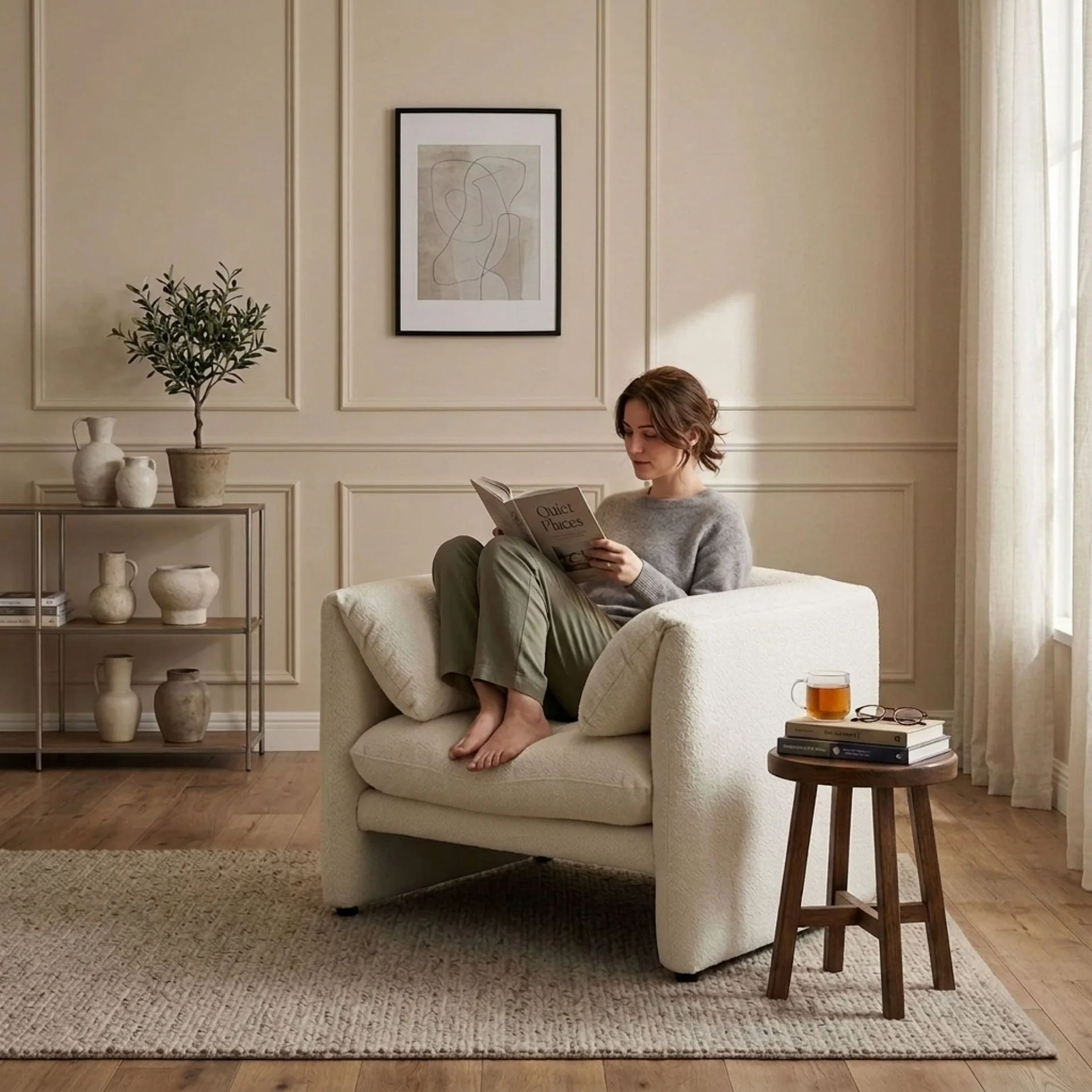 Marion Boucle Occasional Chair - Cream - Image 3