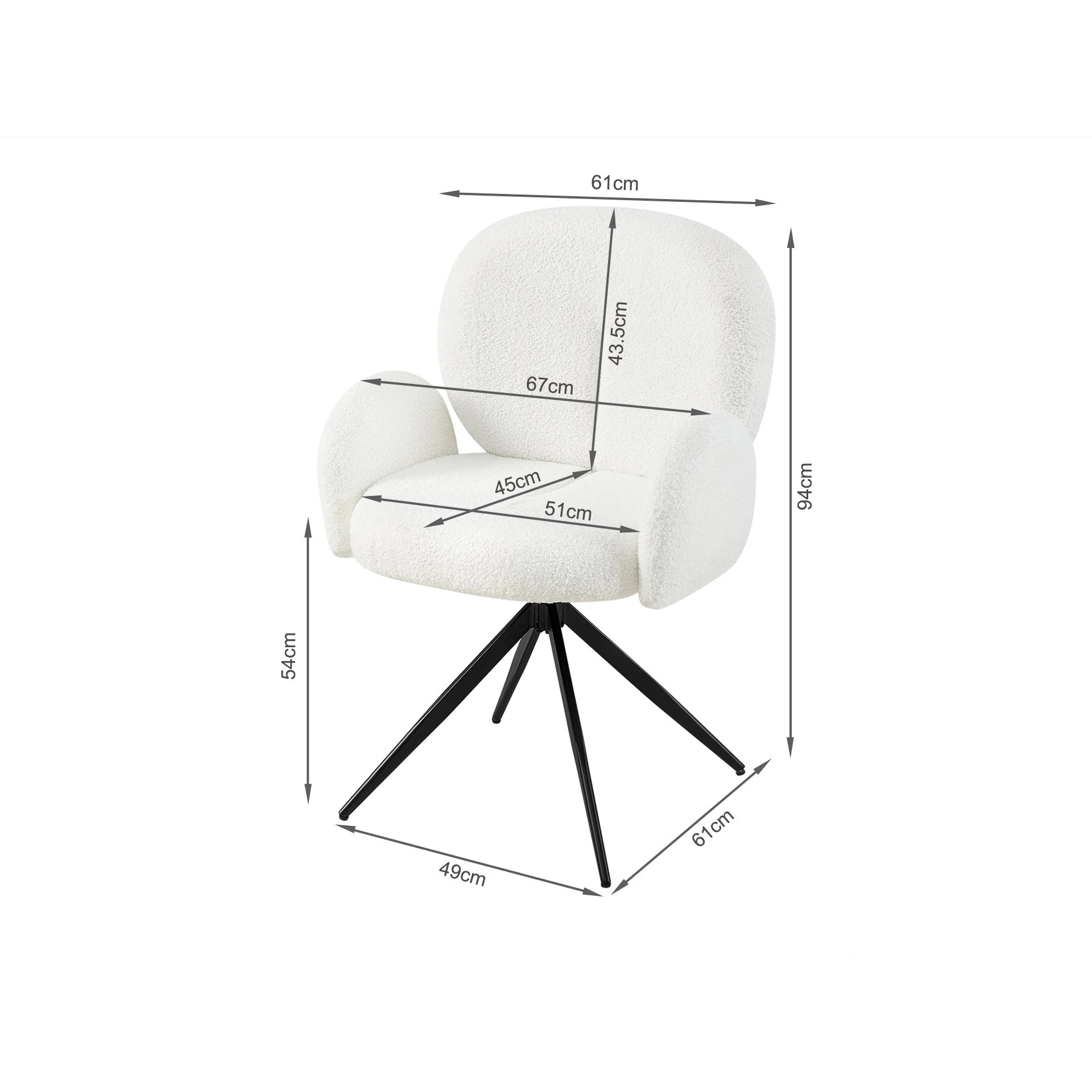 Marlowe Swivel Boucle Dining Chair - Set of 2 - White - Image 10