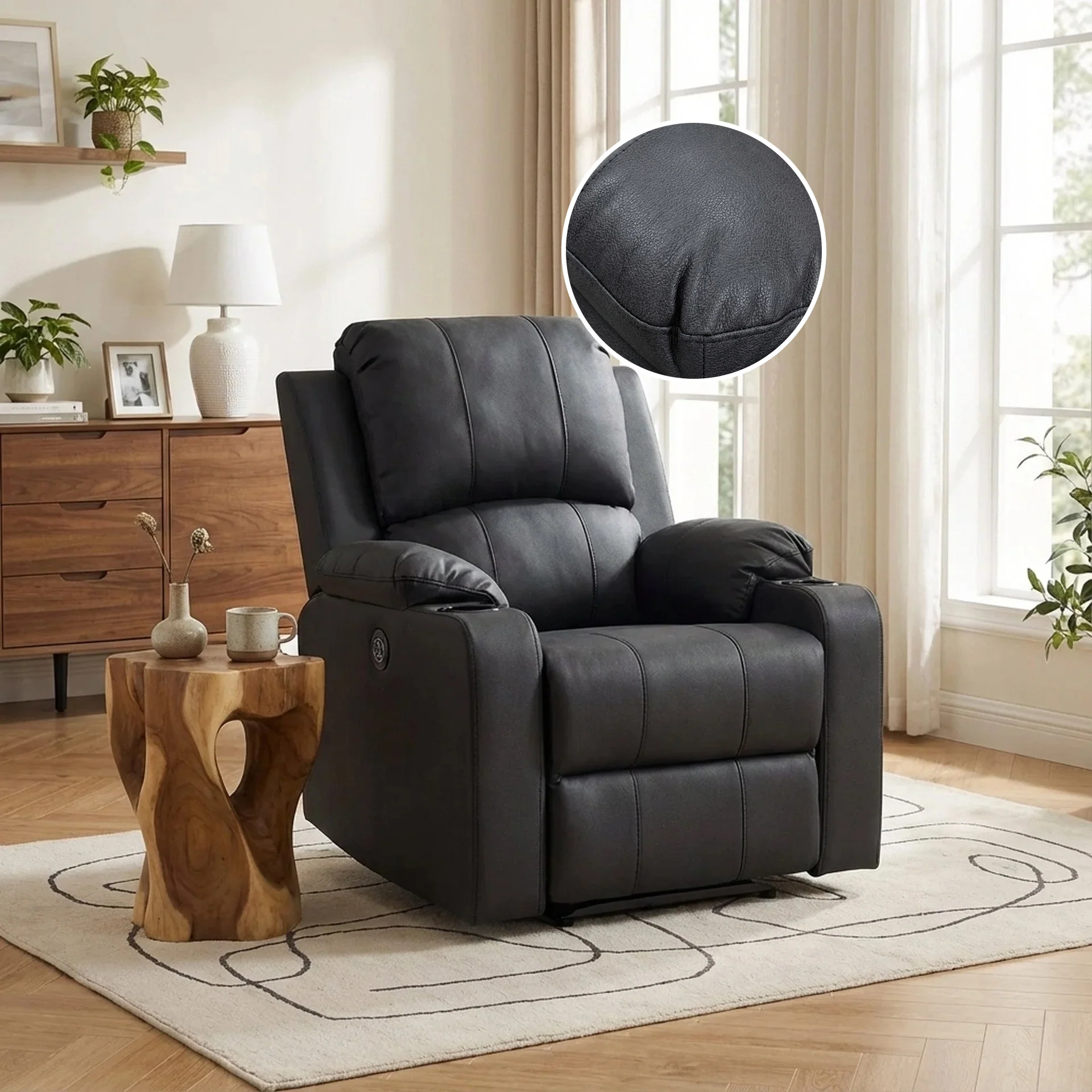 Marton Electric Recliner Chair - Black - Image 2