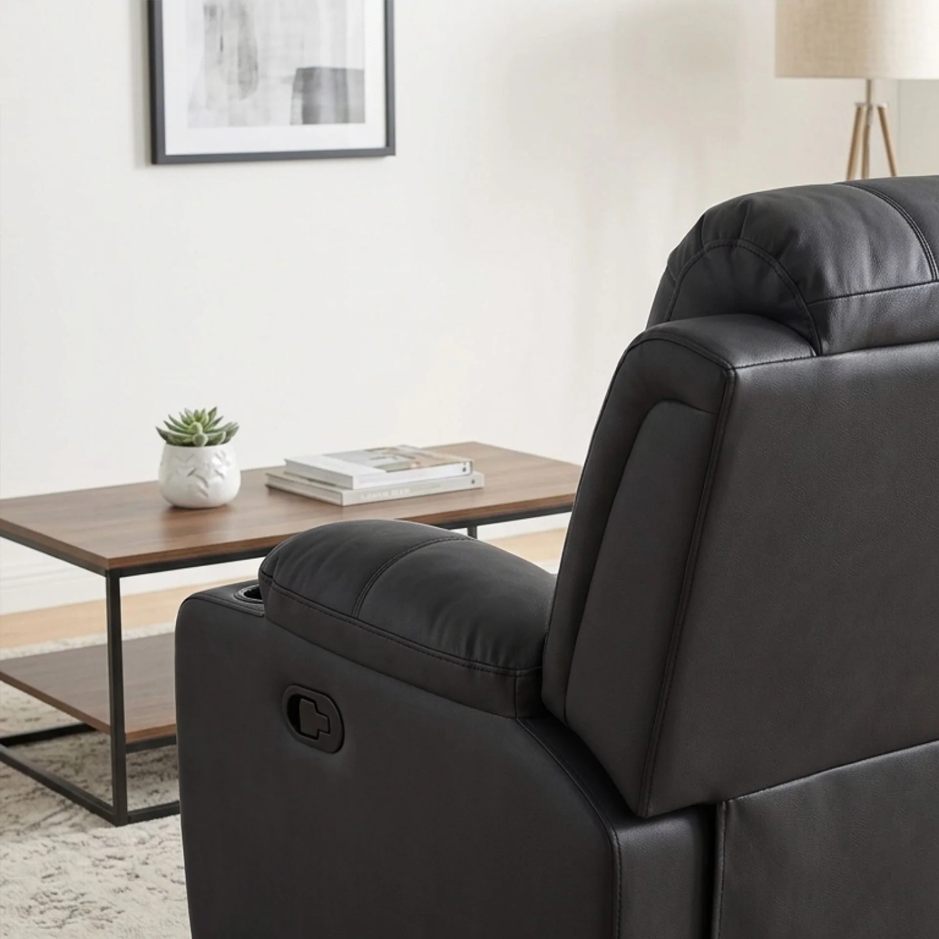 Marton Manual 3 Seater Recliner Sofa - Black - Image 7