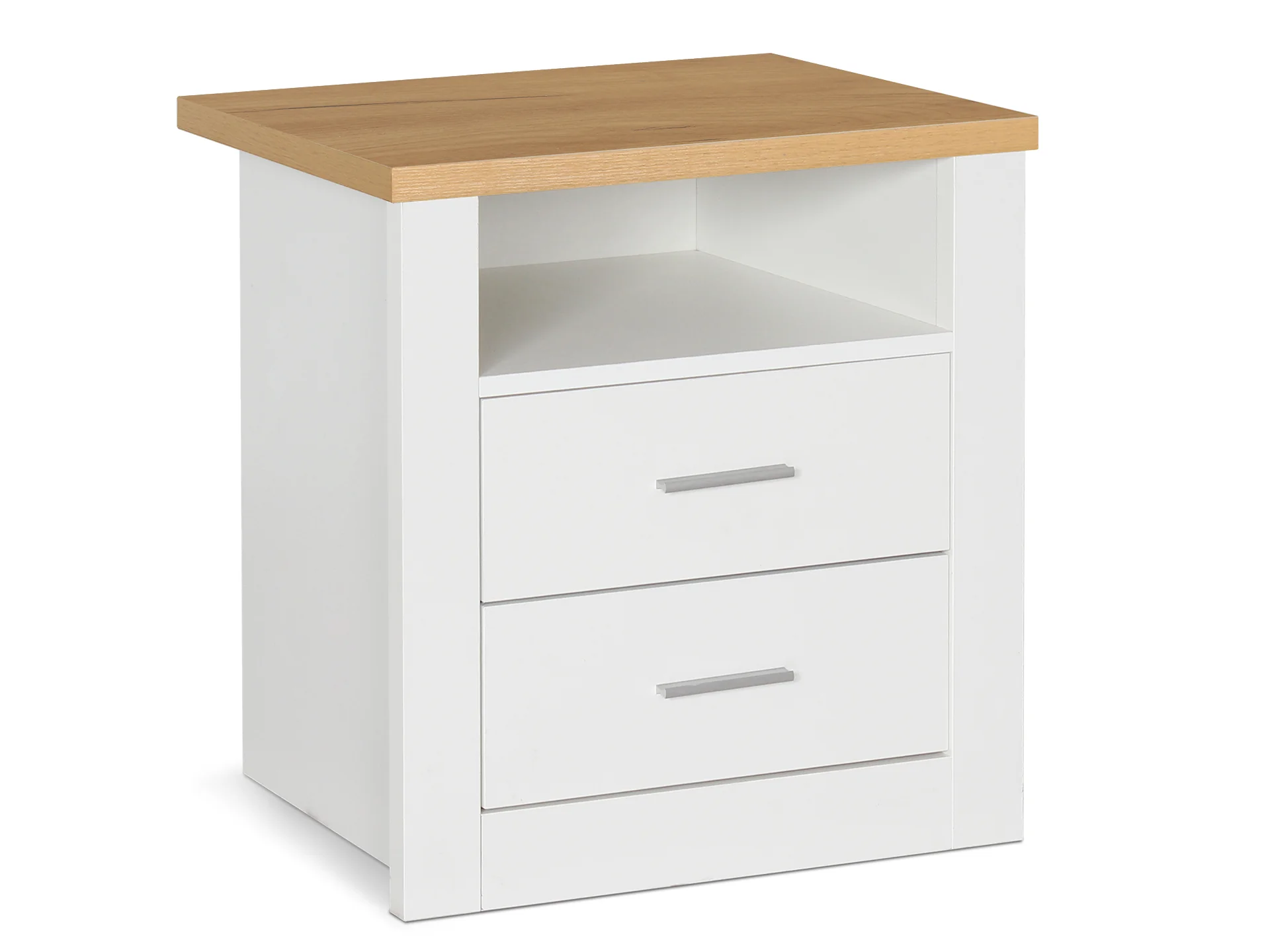 Mateo Wooden Bedside Table - White + Oak - Image 2
