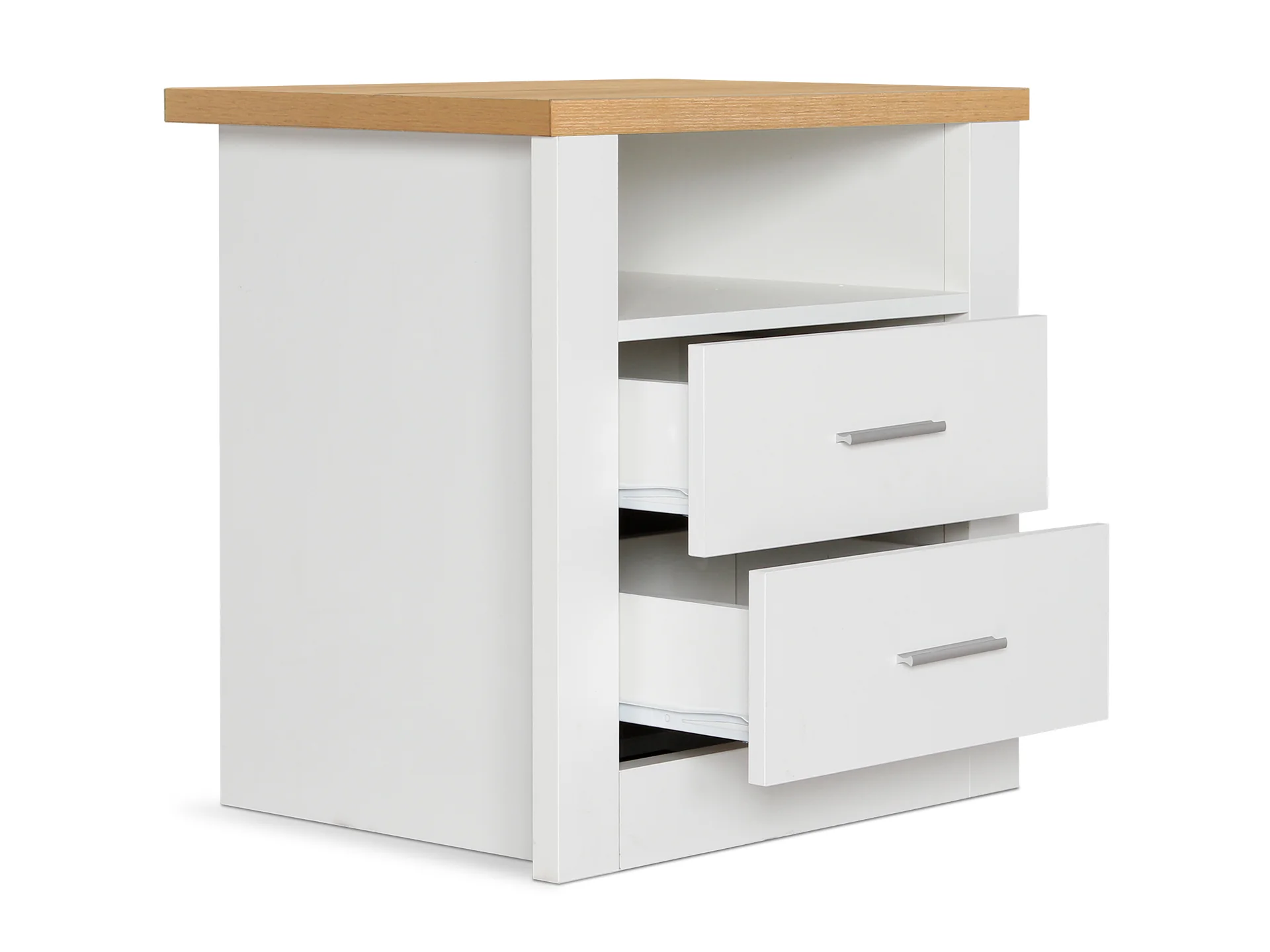 Mateo Wooden Bedside Table - White + Oak - Image 4