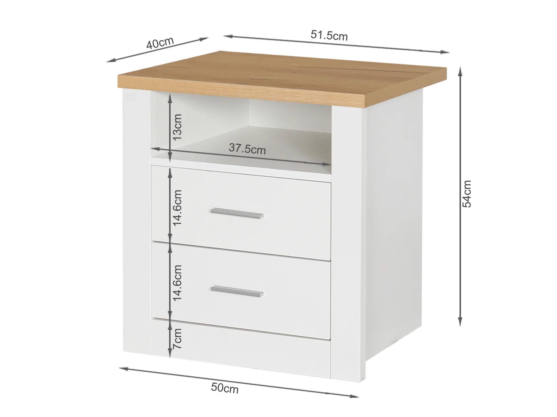 Mateo Wooden Bedside Table - White + Oak - Image 6