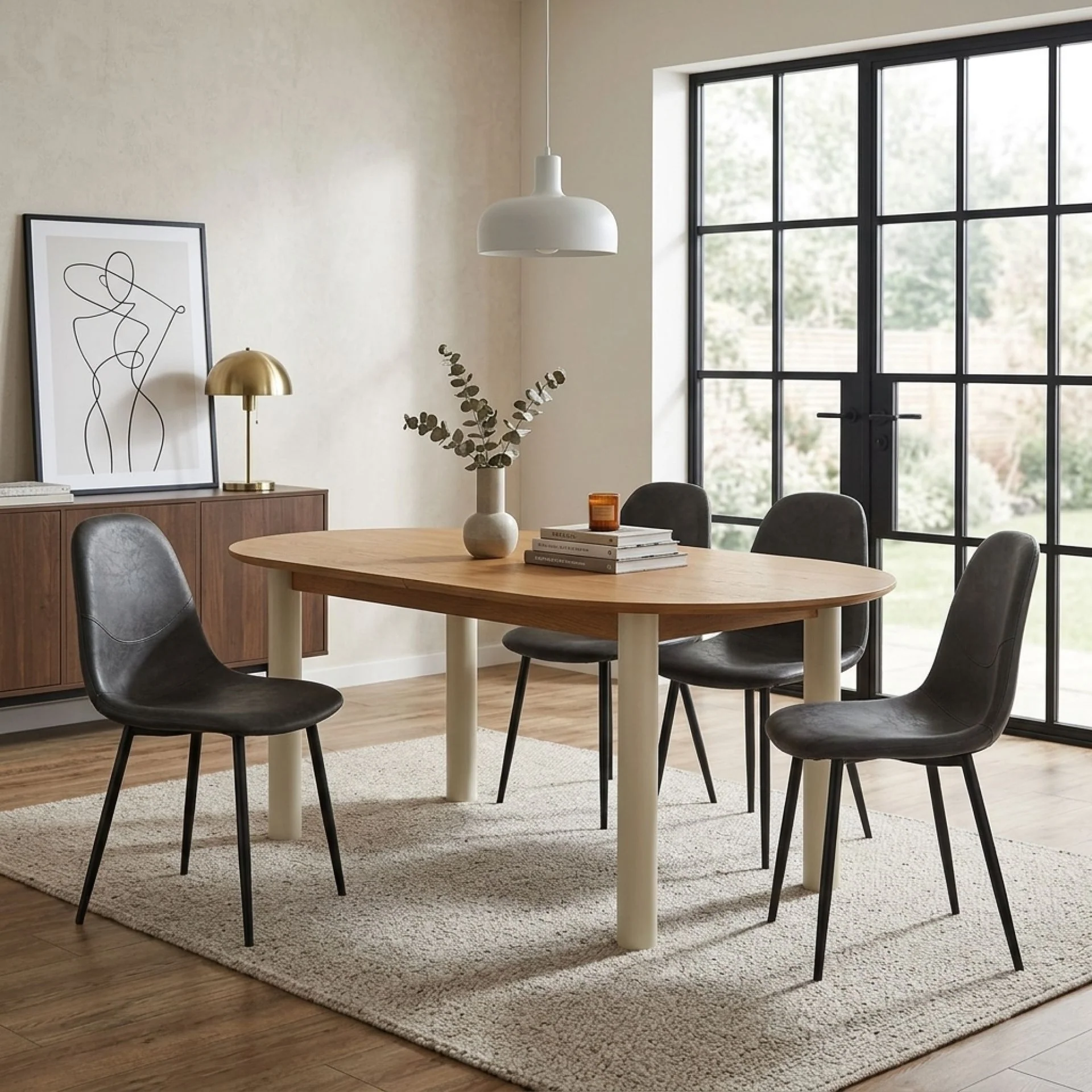 Matthew PU Leather Dining Chair - Set of 4 - Grey - Image 3