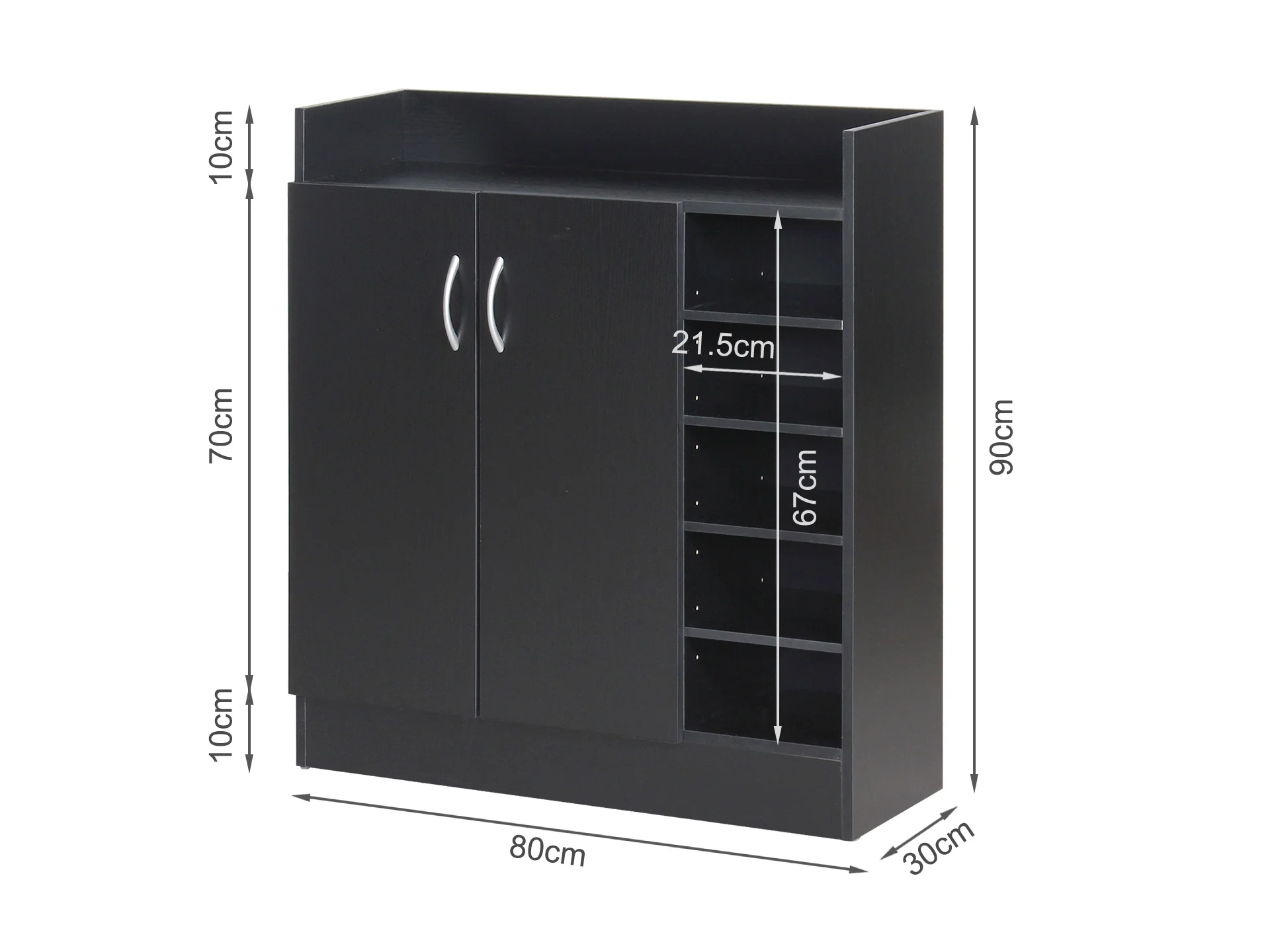 Maui 2 Door Shoe Cabinet Storage - Black - Image 10