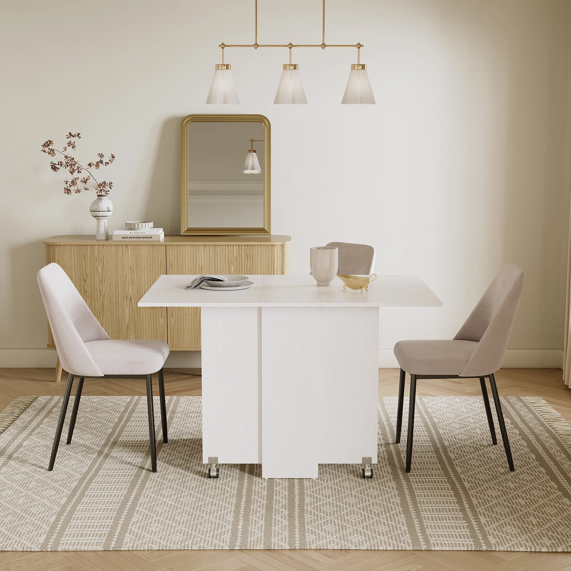 Maverick Foldable Dining Table - White - Image 3