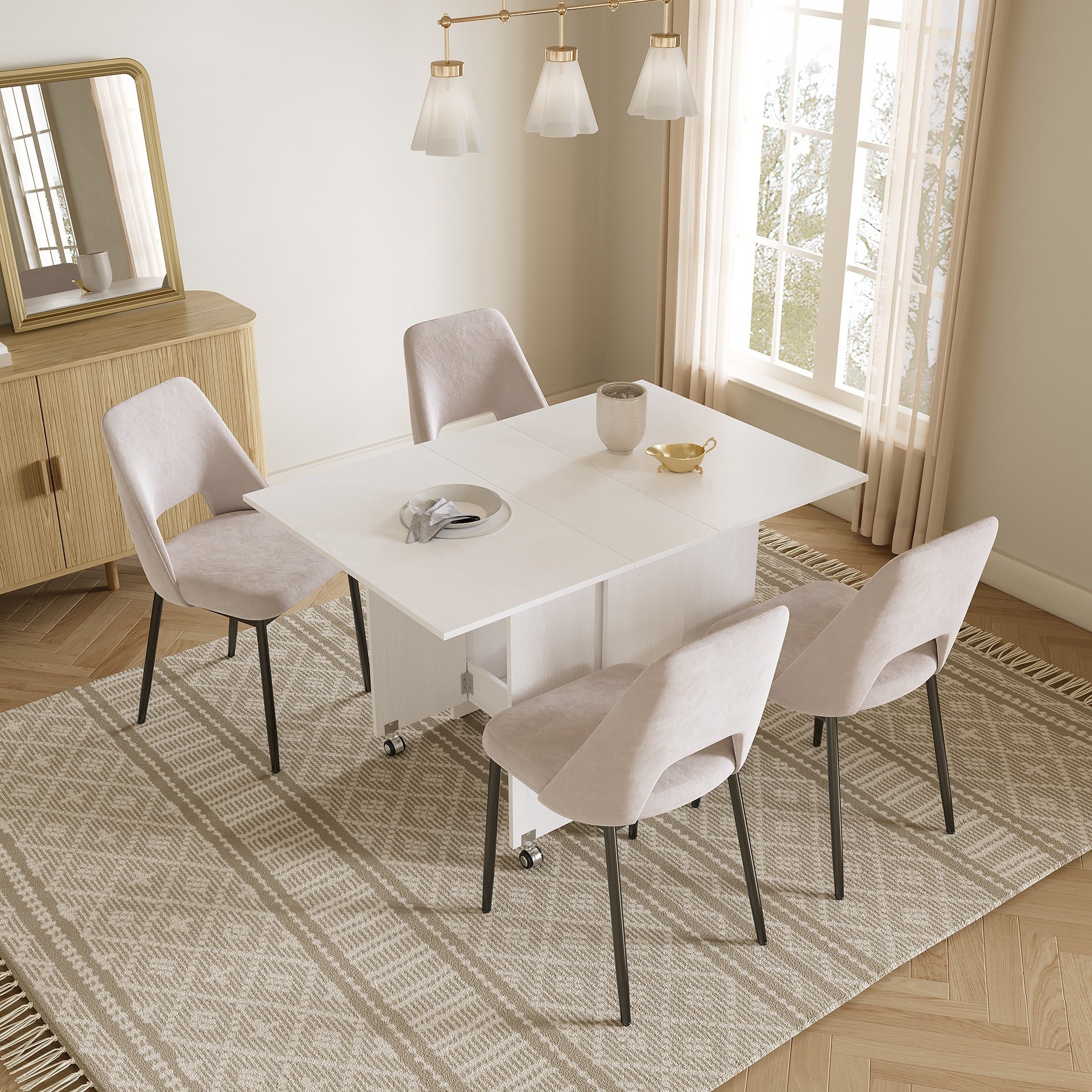 Maverick Foldable Dining Table - White - Image 4