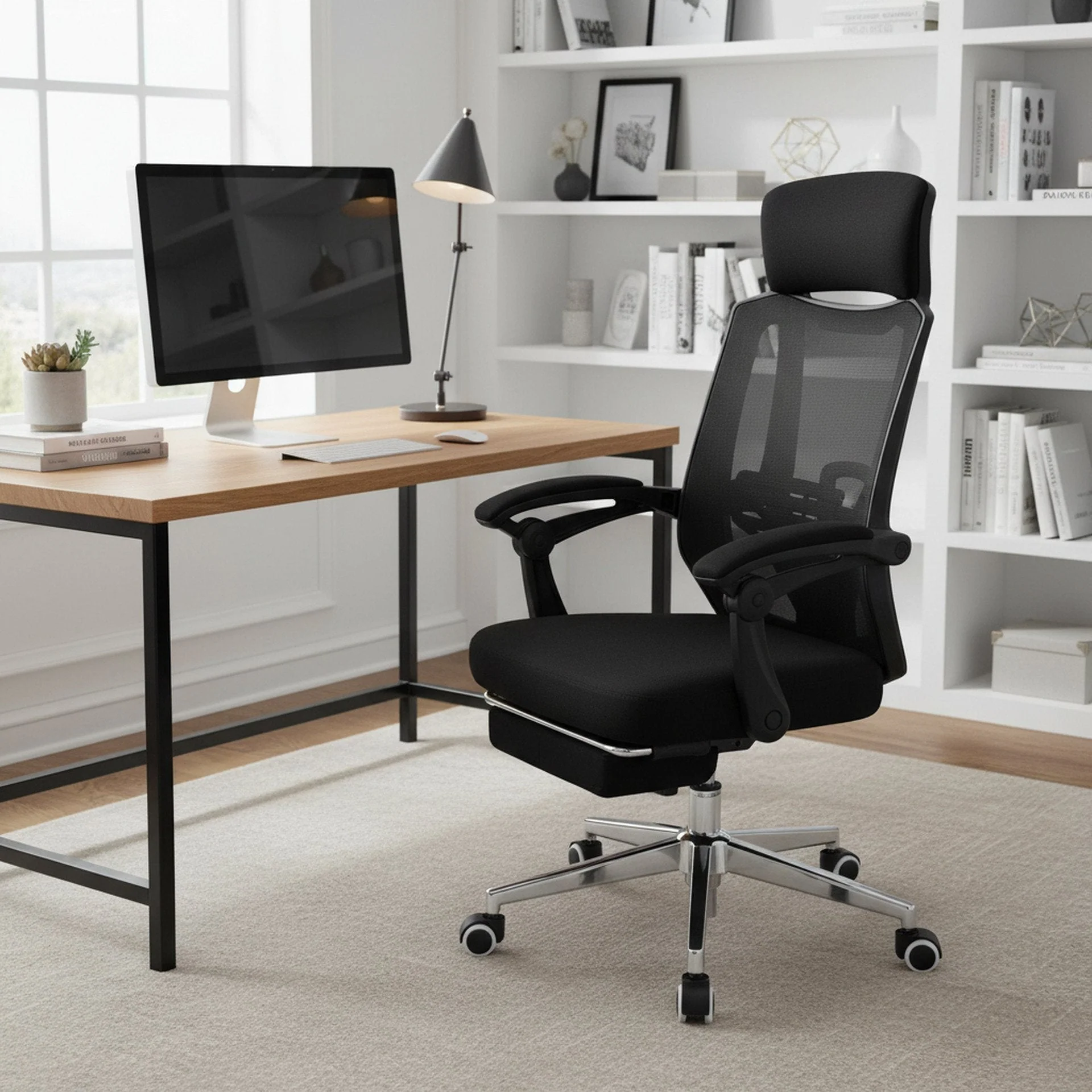 Melissa Office Chair with Footrest - Black - Image 3