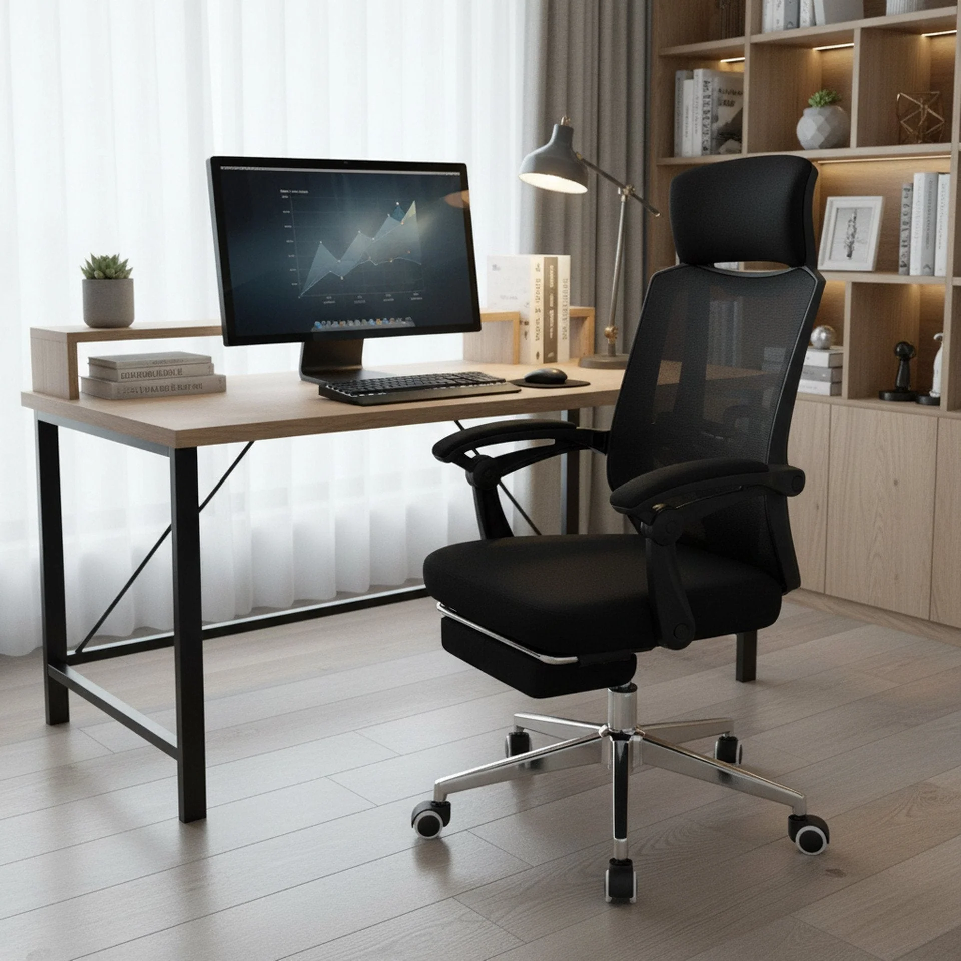 Melissa Office Chair with Footrest - Black - Image 4