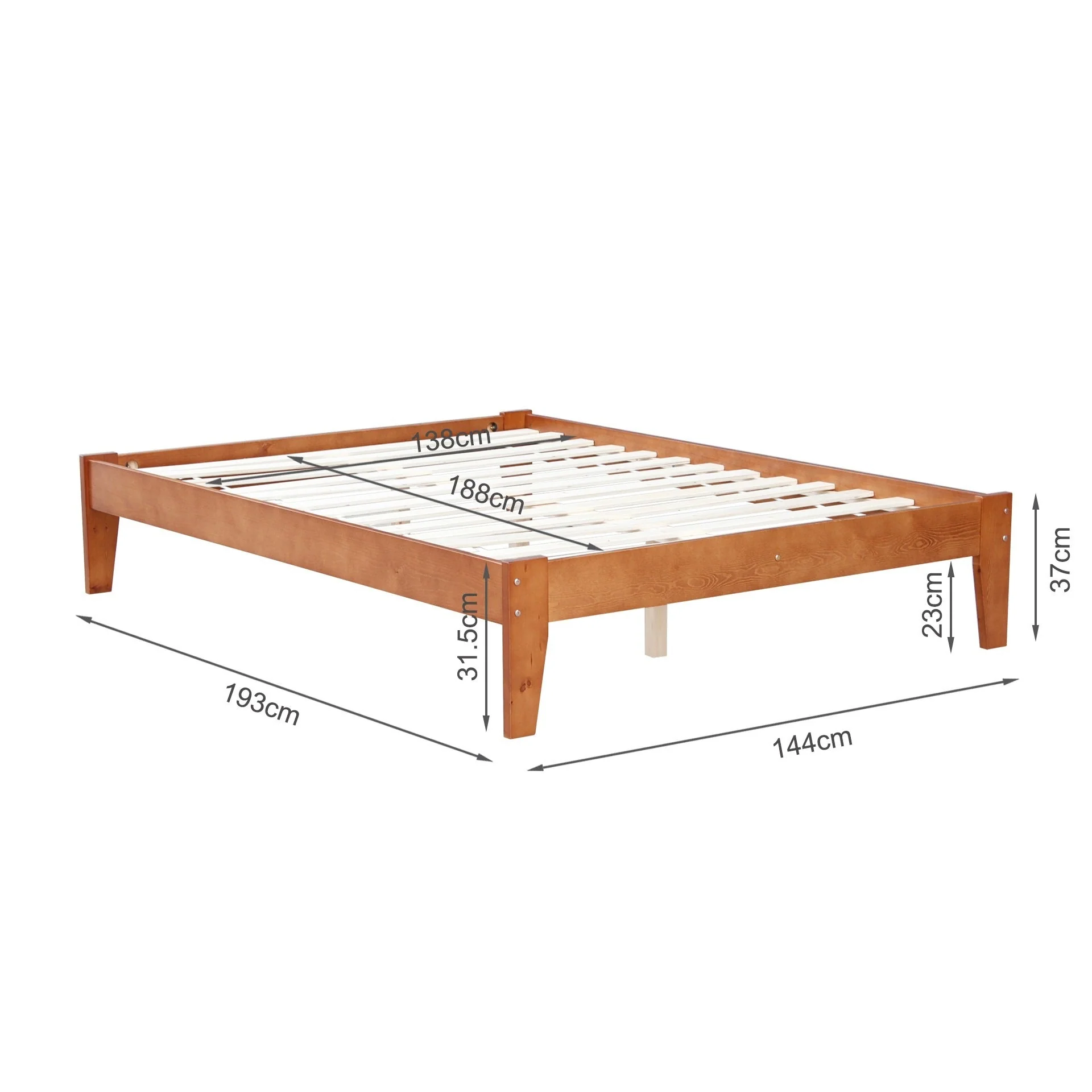 Meri Double Wooden Bed Frame - Oak - Image 9