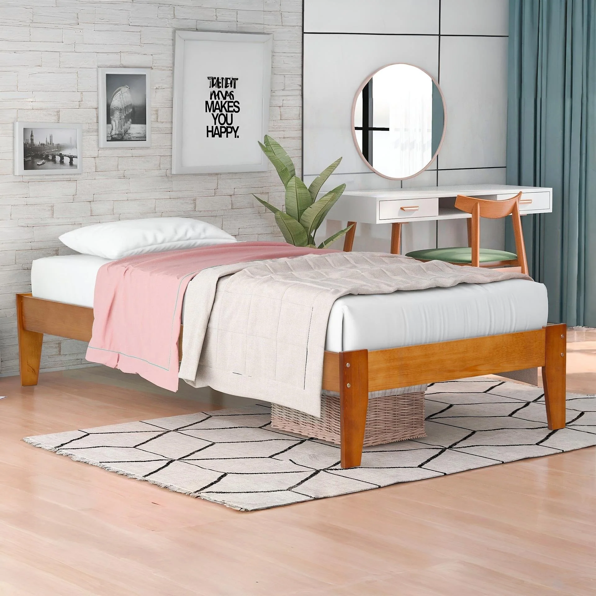 Natural Wood Bed Frame With Clear Under-Bed Storage - Image 4