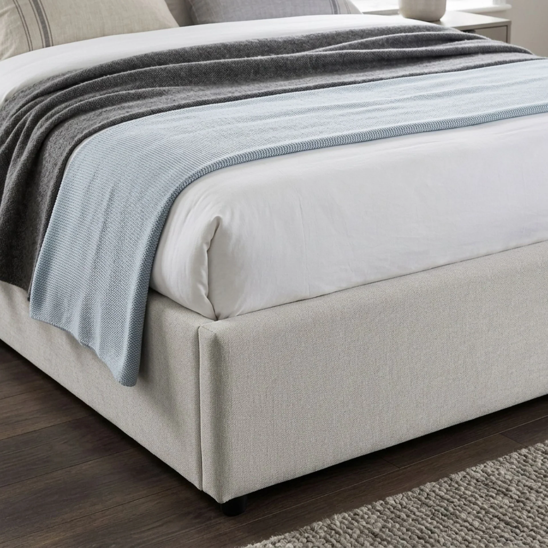 Mero Double Gas Lift Bed Frame - Linen Beige - Image 6