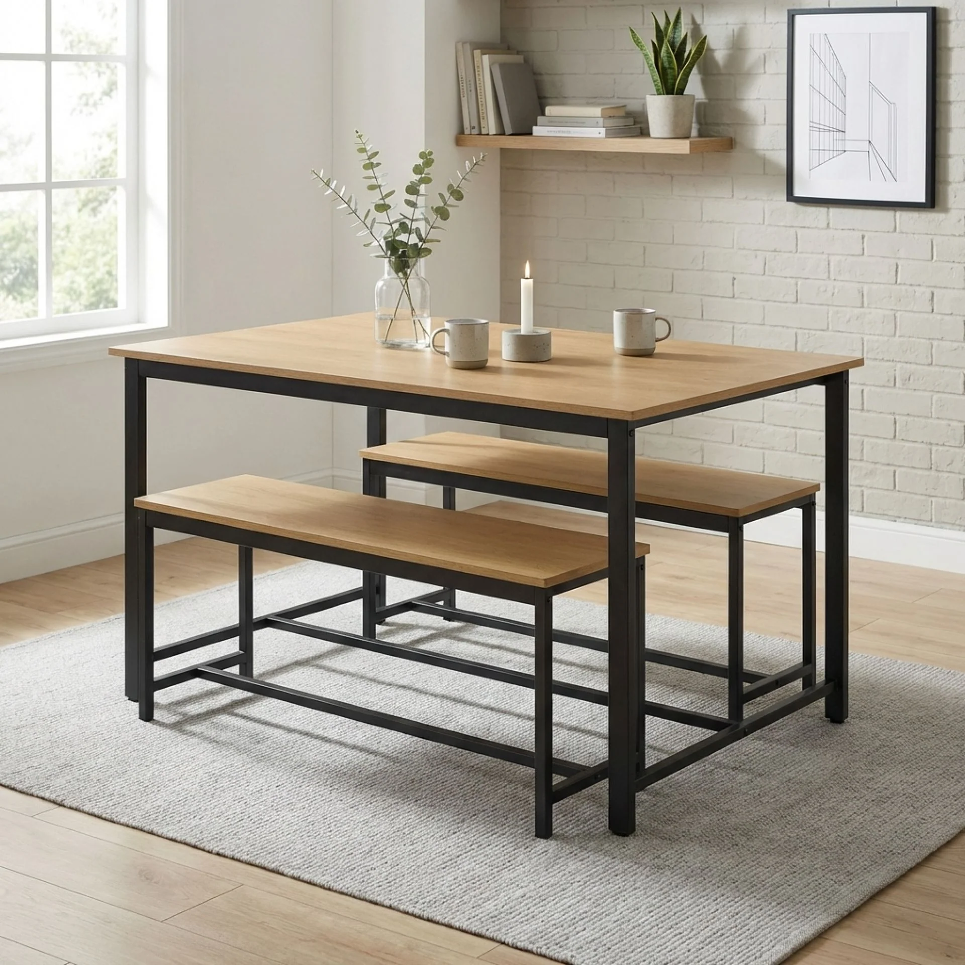 Merren 3 Piece Dining Set - Natural - Image 2