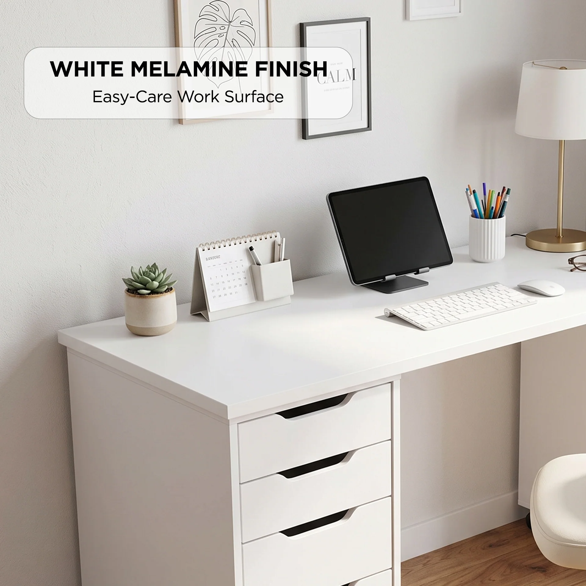 Miles 160cm Computer Desk With Drawers - White - Image 5