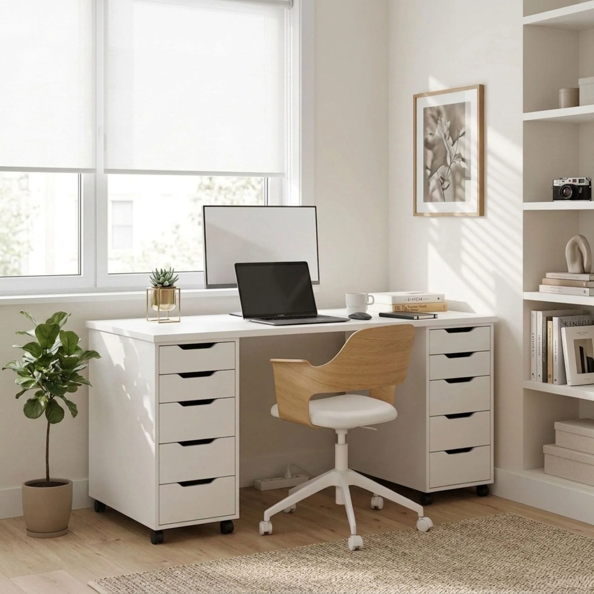 Miles 160cm Computer Desk With Drawers - White - Image 7