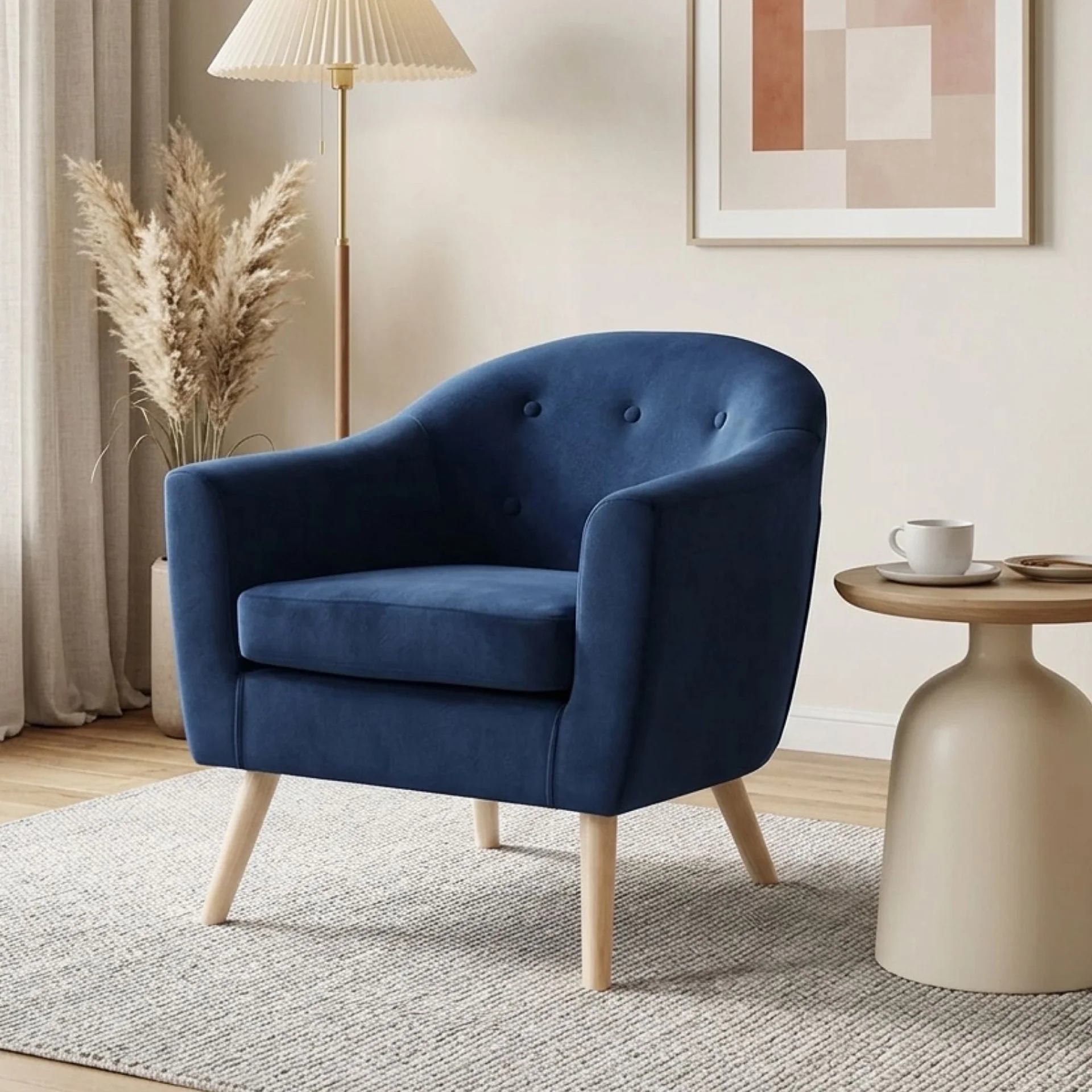 Millo Velvet Armchair - Dark Blue - Image 4