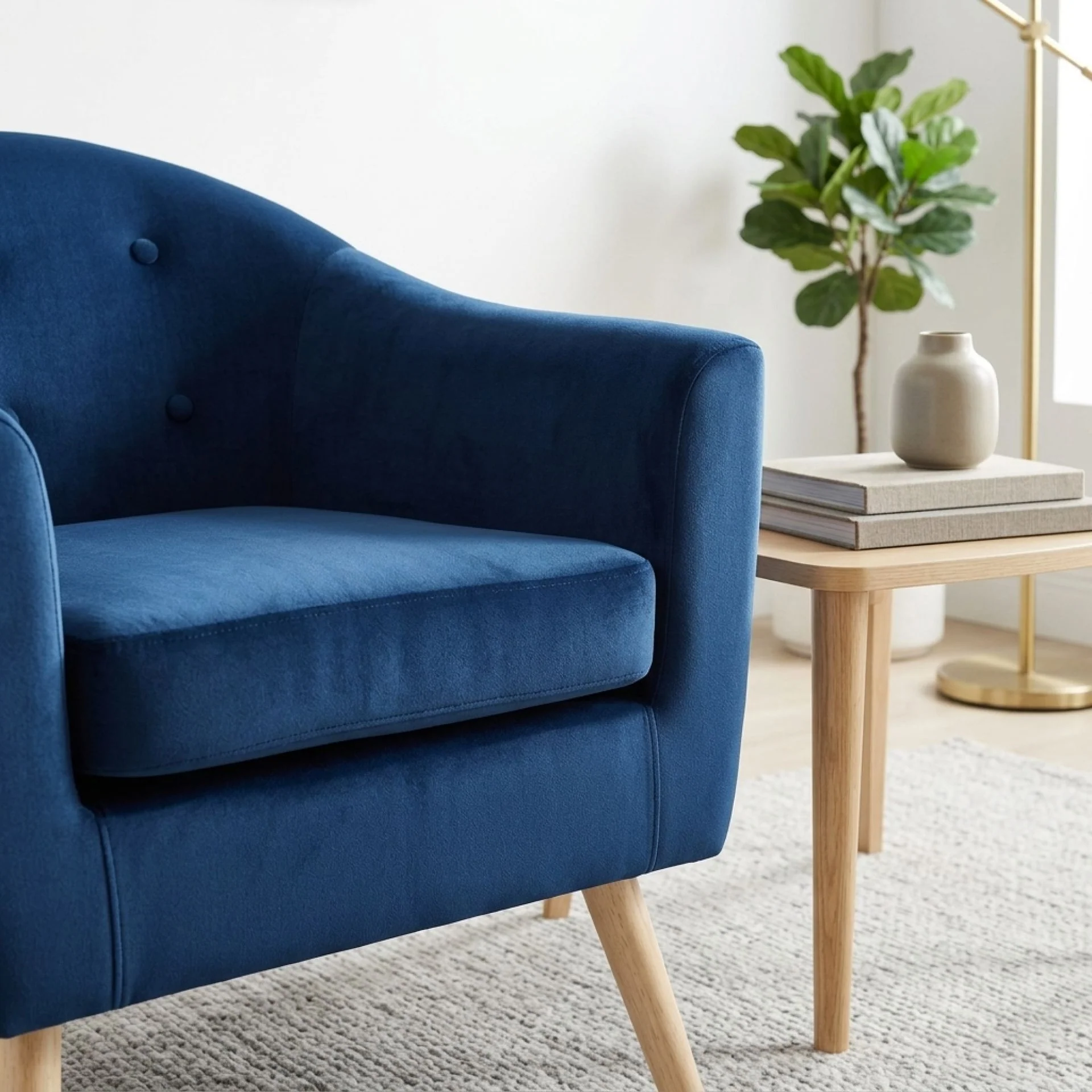 Millo Velvet Armchair - Dark Blue - Image 8